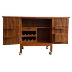 Teak Flip Top Bar Cart liquor Cabinet By Torbjørn Afdal for Bruksbo Norway
