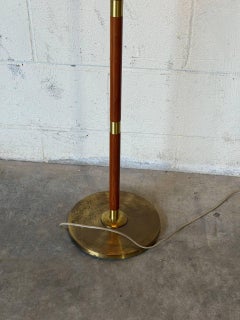 Teak Floor Lamp with Pleated Shade Danish Mid-Century Modern 1960s