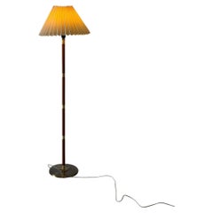 Teak Floor Lamp with Pleated Shade Danish Mid-Century Modern 1960s