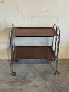 Teak Folding Two-Tier Bar Cart Germany Mid-Century Modern 1960s