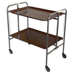 Teak Folding Two-Tier Bar Cart Germany Mid-Century Modern 1960s