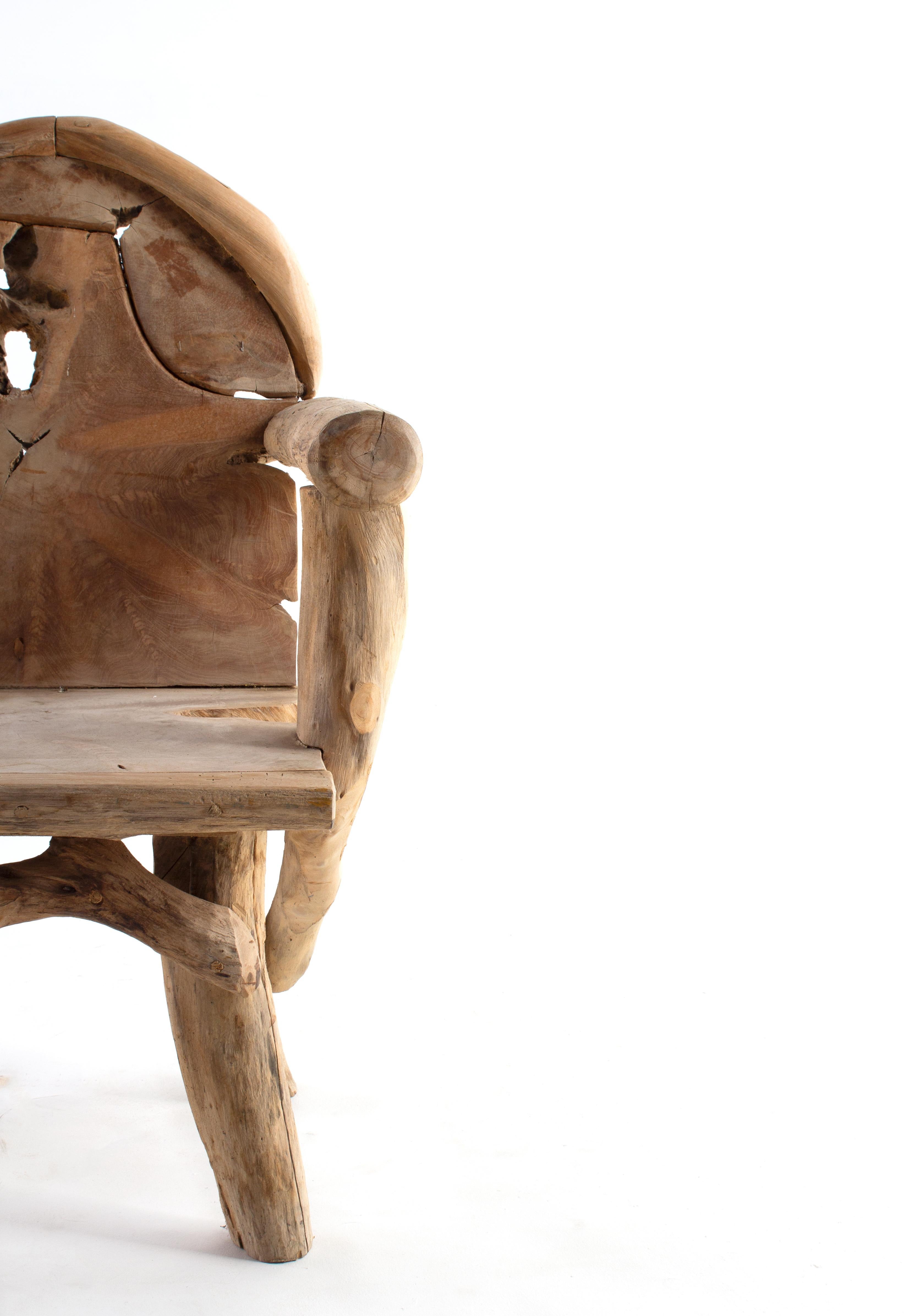 Organic Modern Teak Folk Art Dining Chair