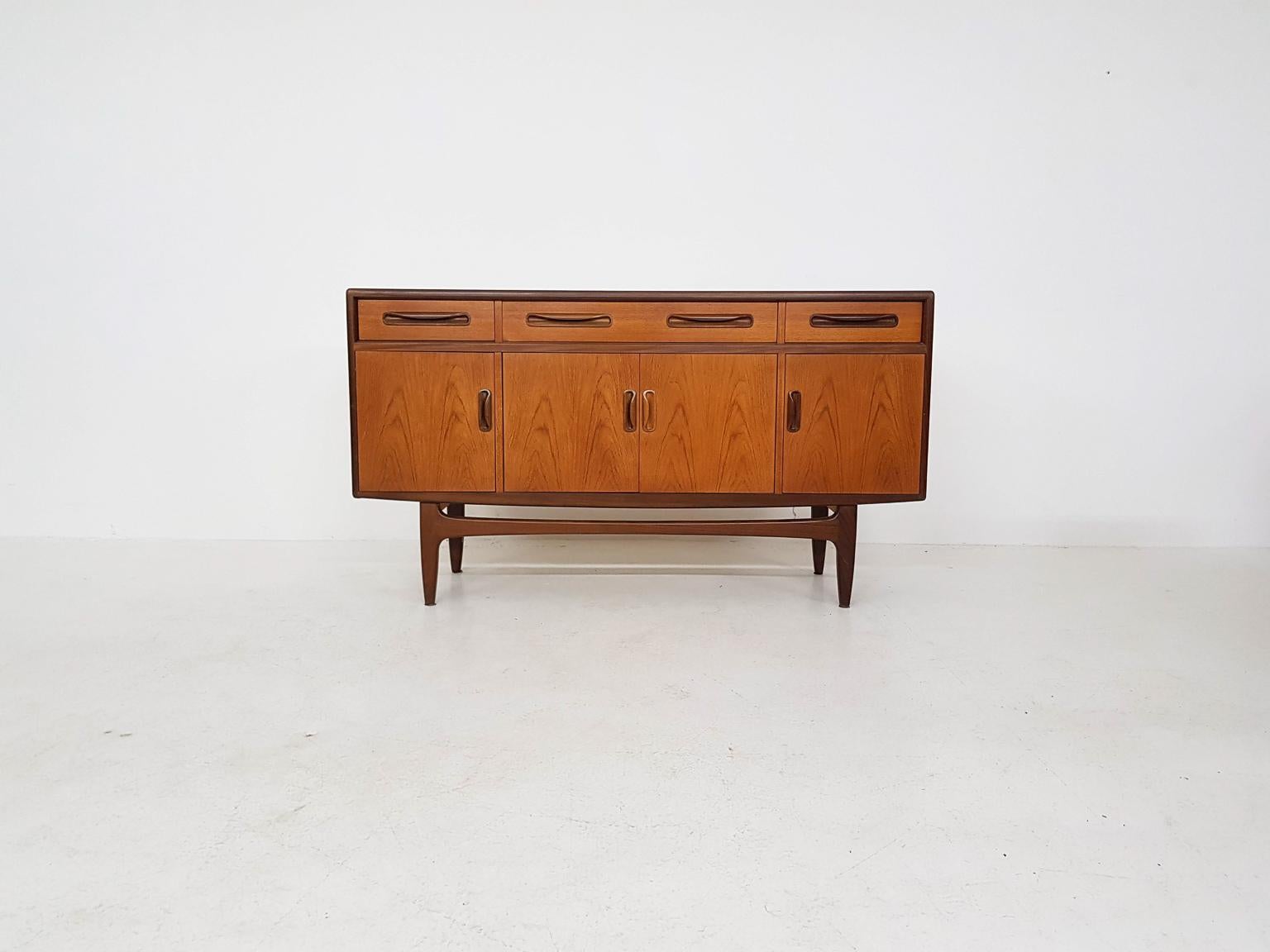 Sideboard made of teak by Victor Wilkins for G-Plan, England, 1960s.

The credenza is designed by the British designer Victor Wilkins and part of the Fresco series. The Fresco series is a range of sideboards Wilkins designed for the British