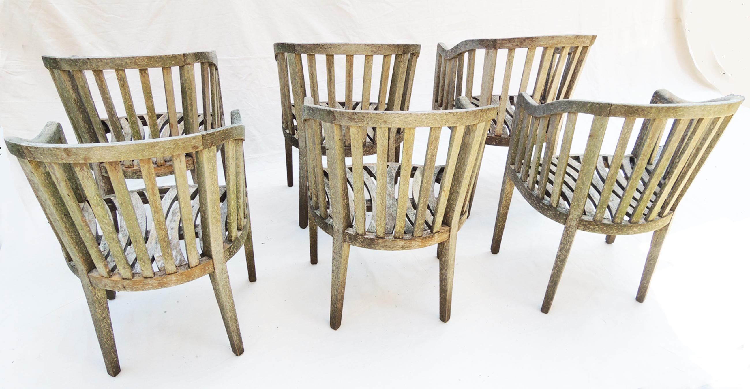 Teak Garden Set, Table and Six Chairs by Munder-Skiles In Good Condition In Washington, DC