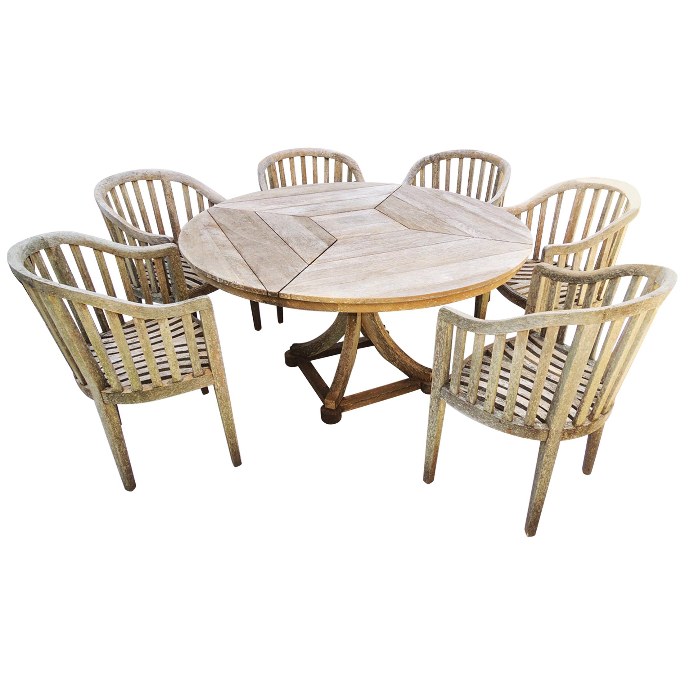 Teak Garden Set, Table and Six Chairs by Munder-Skiles