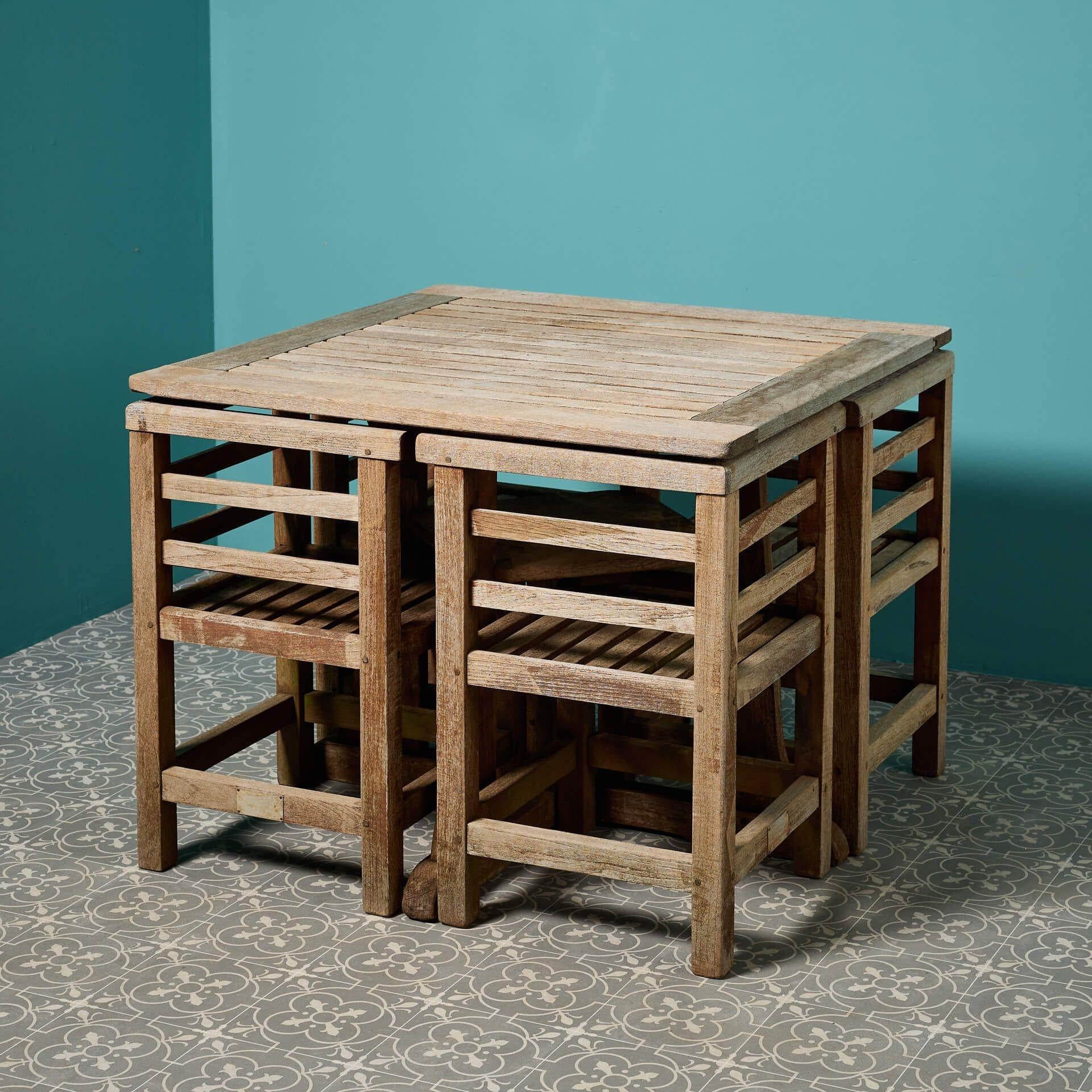 20th Century Teak Garden Shipbreaker Table & Chairs Attributed to Heals For Sale