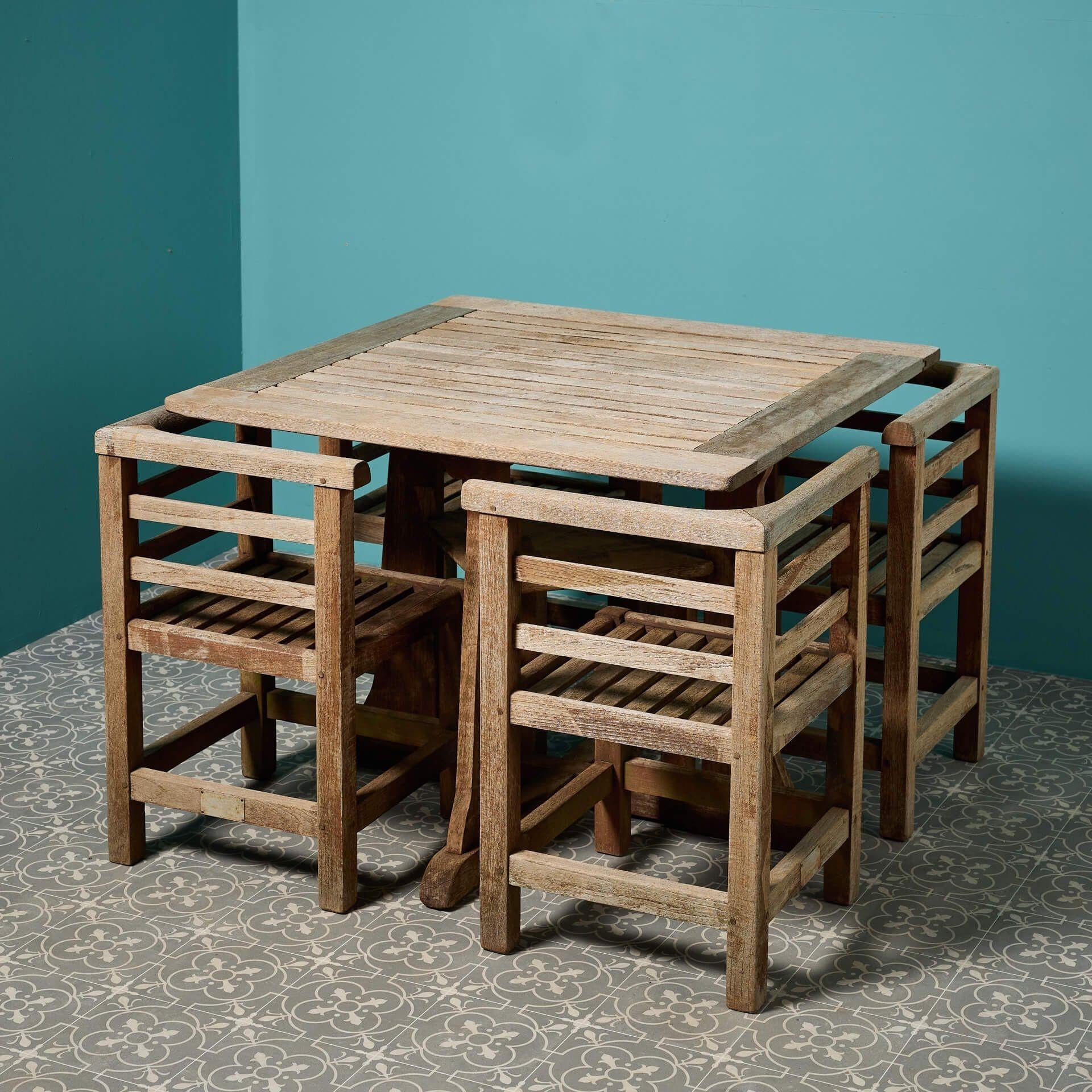 Teak Garden Shipbreaker Table & Chairs Attributed to Heals For Sale 2