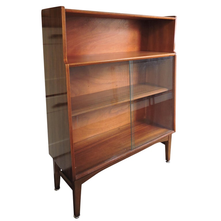 Teak Glass Fronted Bookcase by Nathan, 1960s at 1stDibs