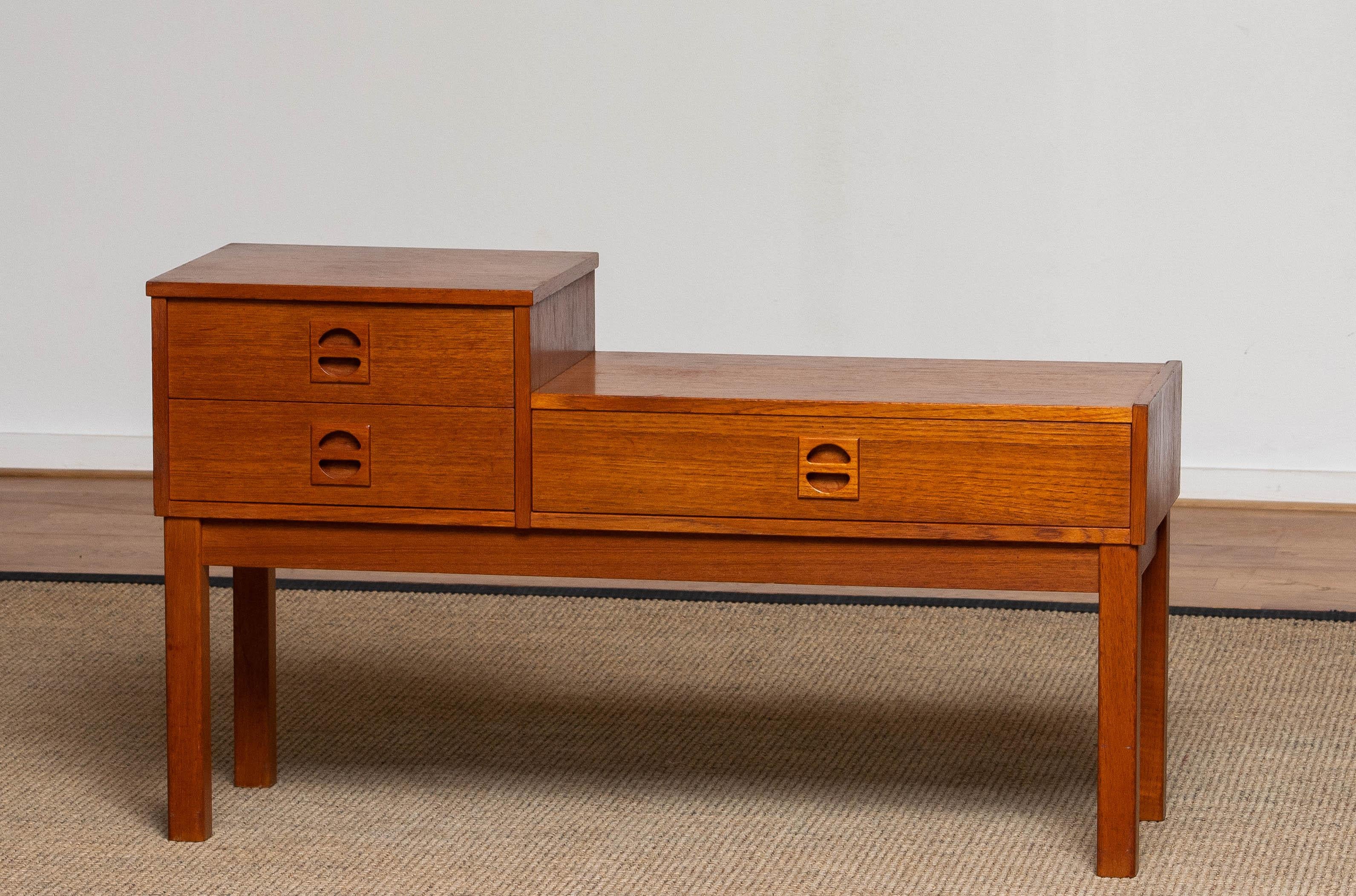 Scandinavian Modern Teak Hall Cabinet / Side Table / Telephone Bench Made in Sweden in the '60s