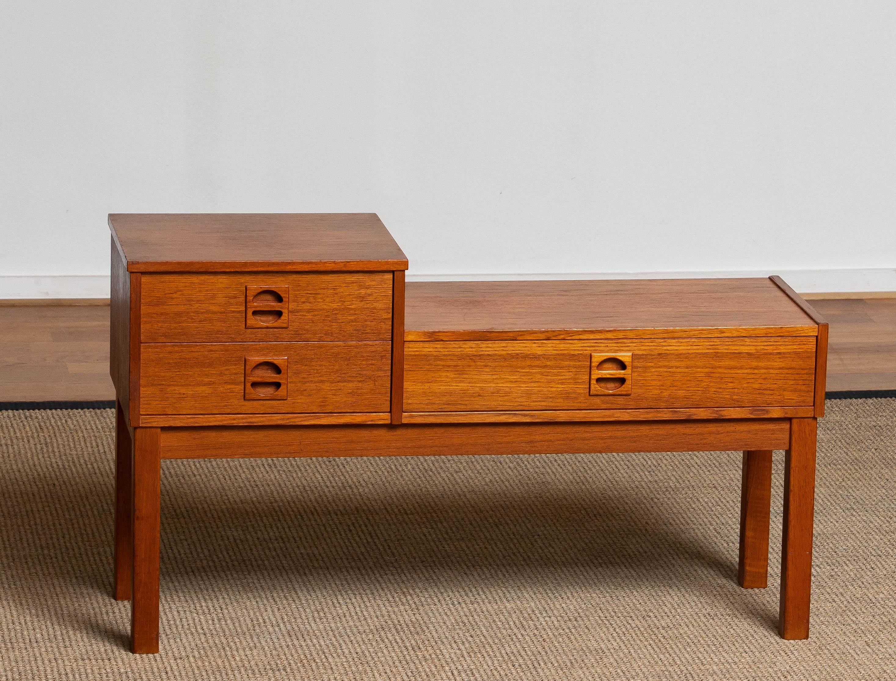 Swedish Teak Hall Cabinet / Side Table / Telephone Bench Made in Sweden in the '60s