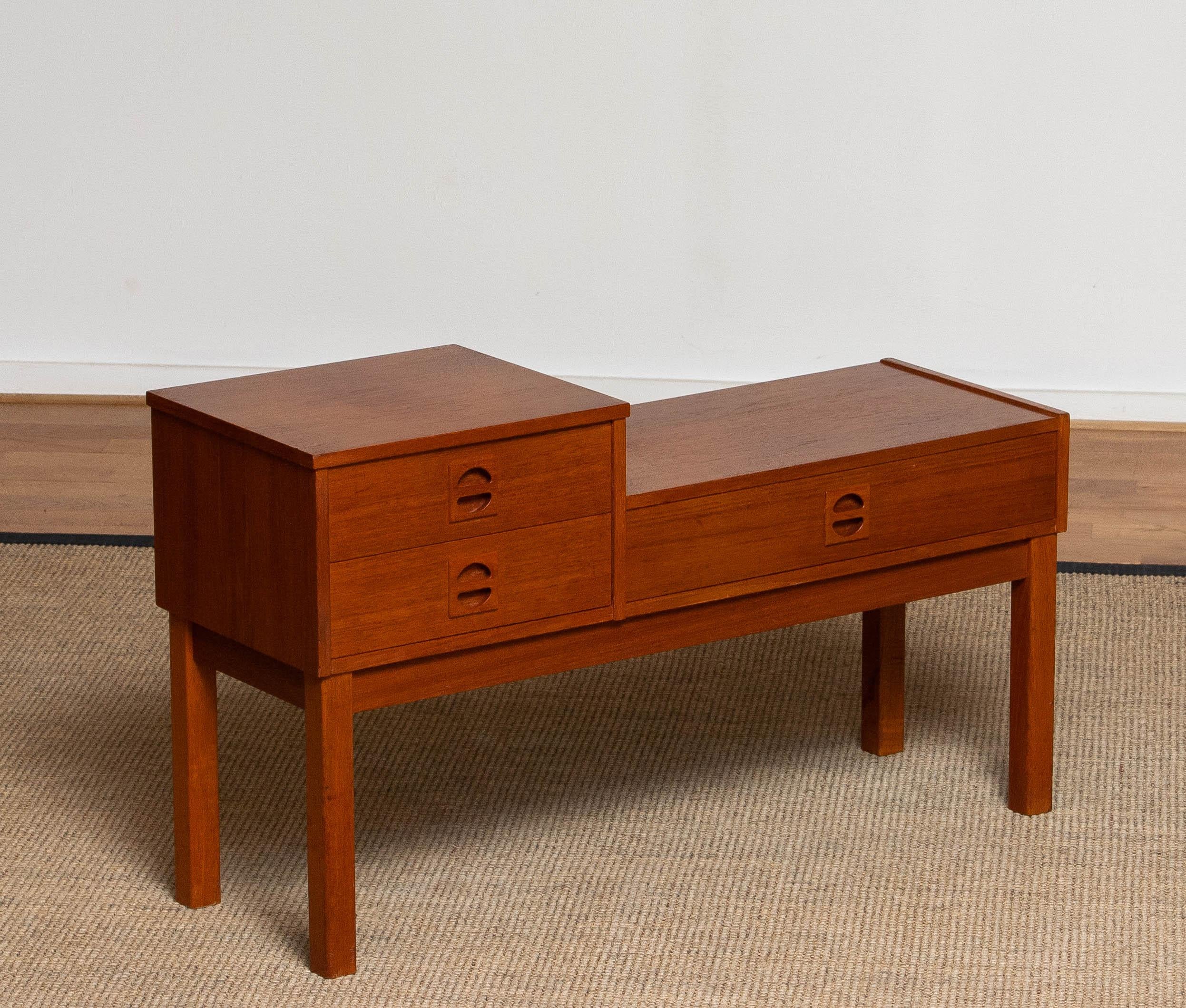 Teak Hall Cabinet / Side Table / Telephone Bench Made in Sweden in the '60s 2