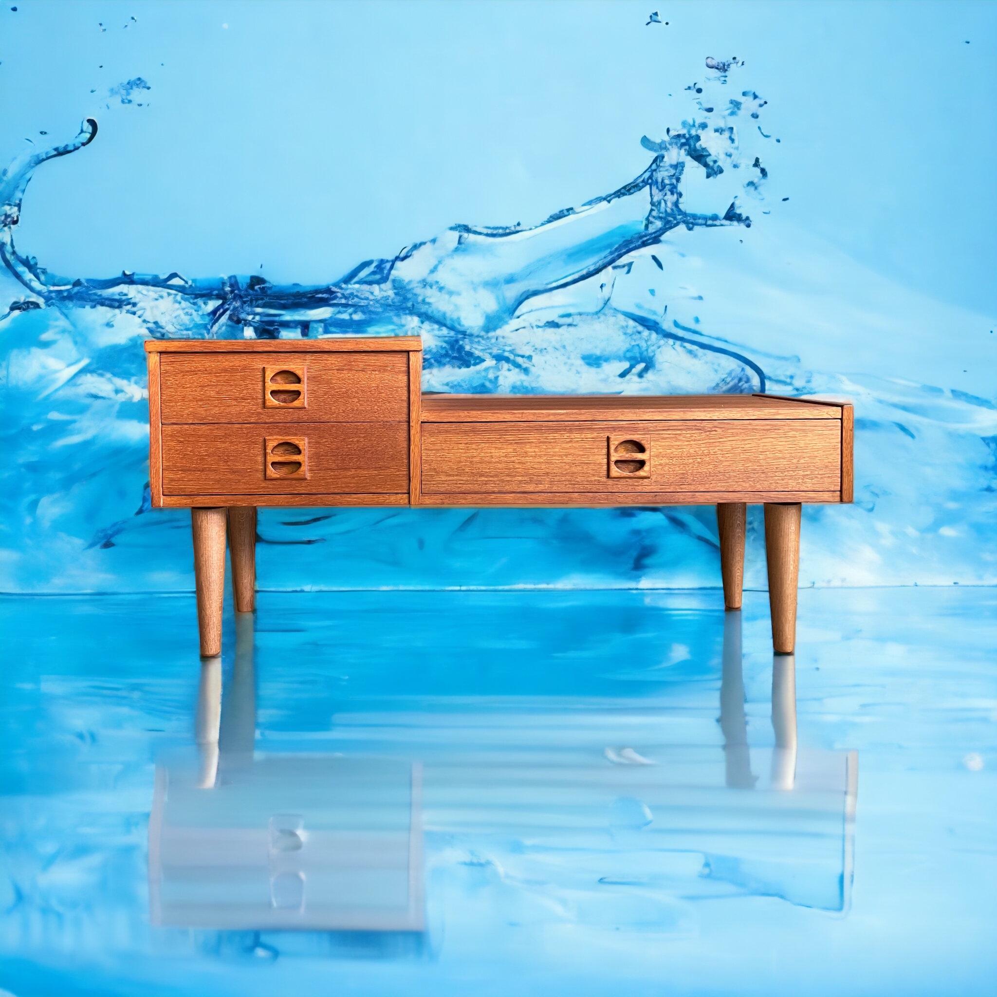 20th Century Teak Hallway Sideboard Bench, Denmark, 1960s