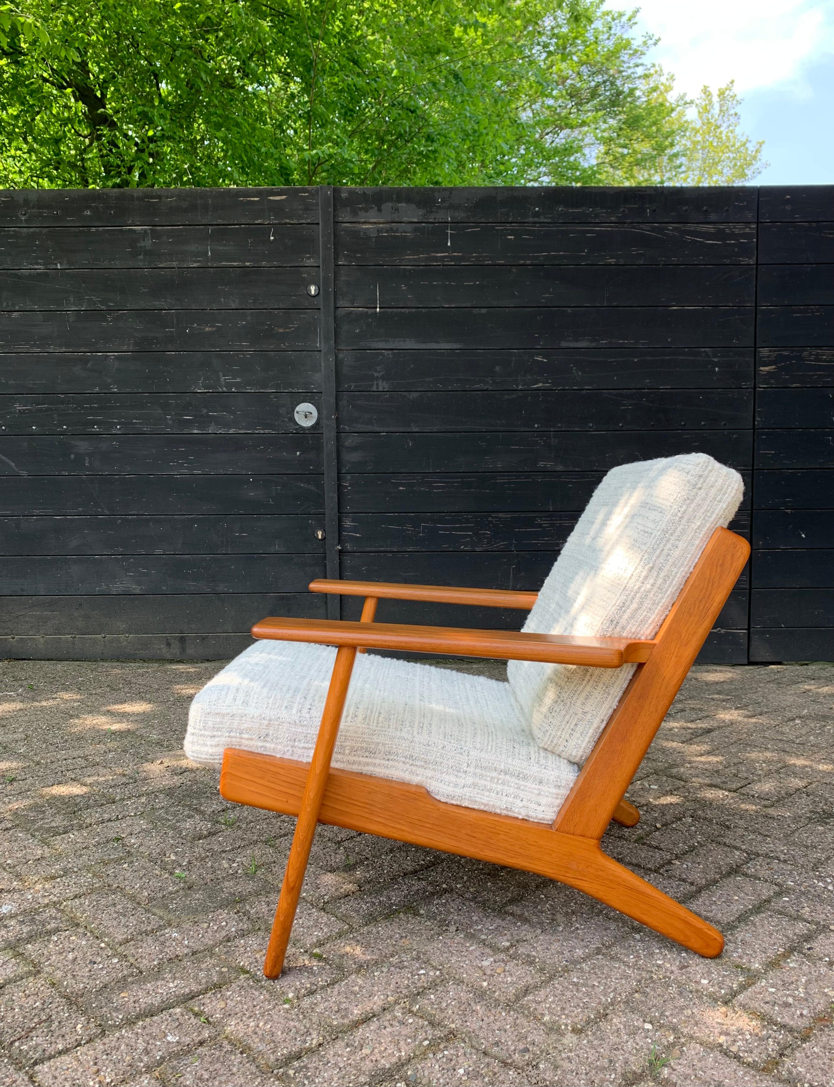 Danish Teak Hans Wegner Lounge Chair GE290 by GETAMA - Fully Restored  For Sale