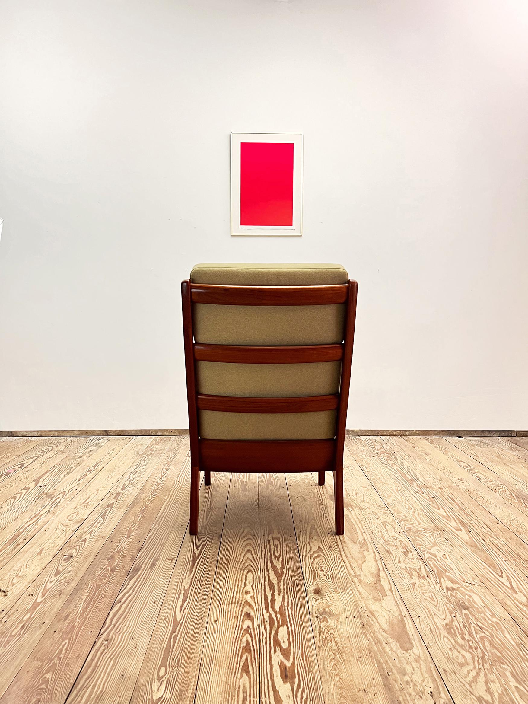 Teak High Armchair or Easy Chair & Stool, Senator Series, by Ole Wanscher For Sale 3