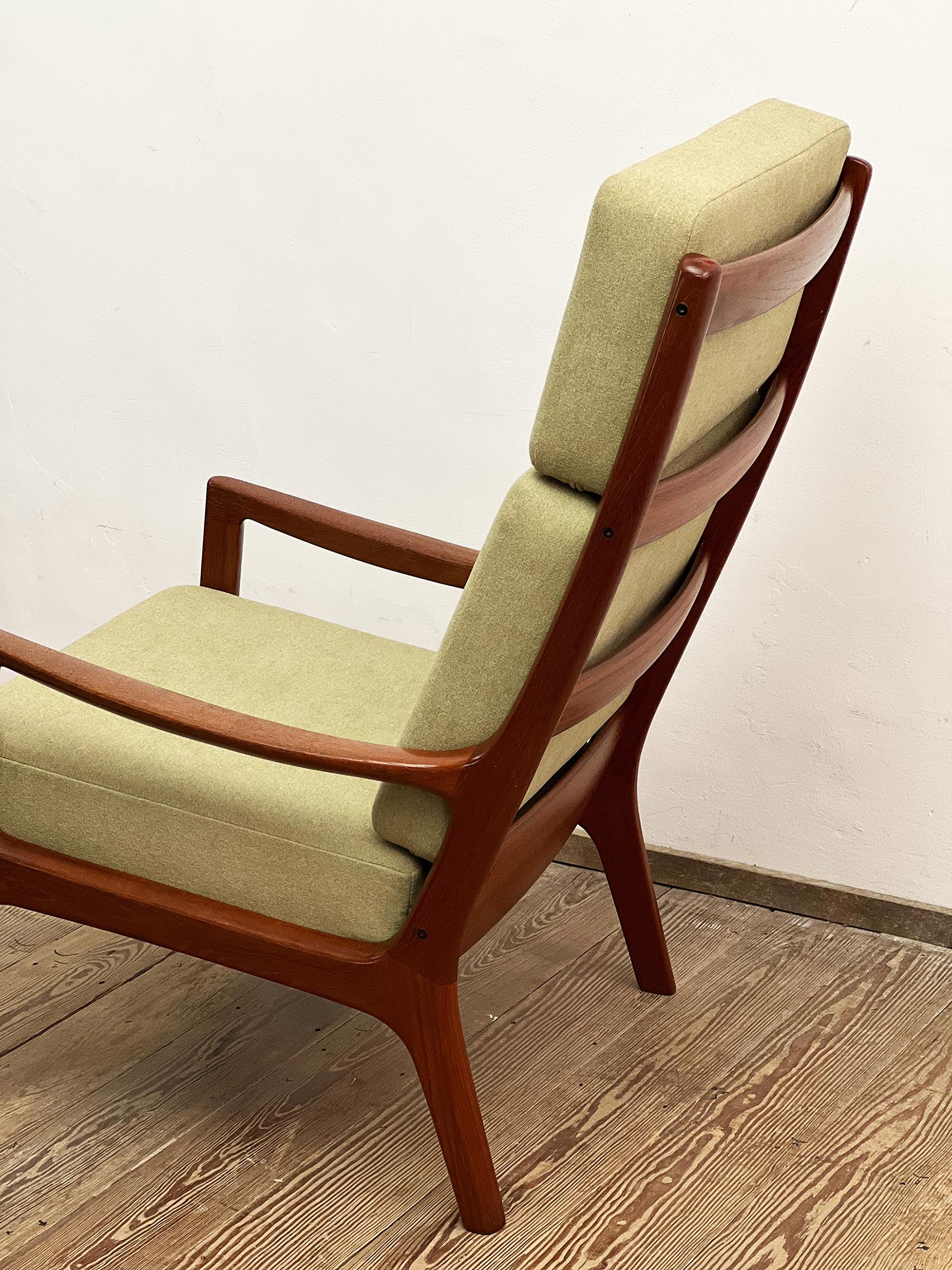 Teak High Armchair or Easy Chair & Stool, Senator Series, by Ole Wanscher For Sale 8