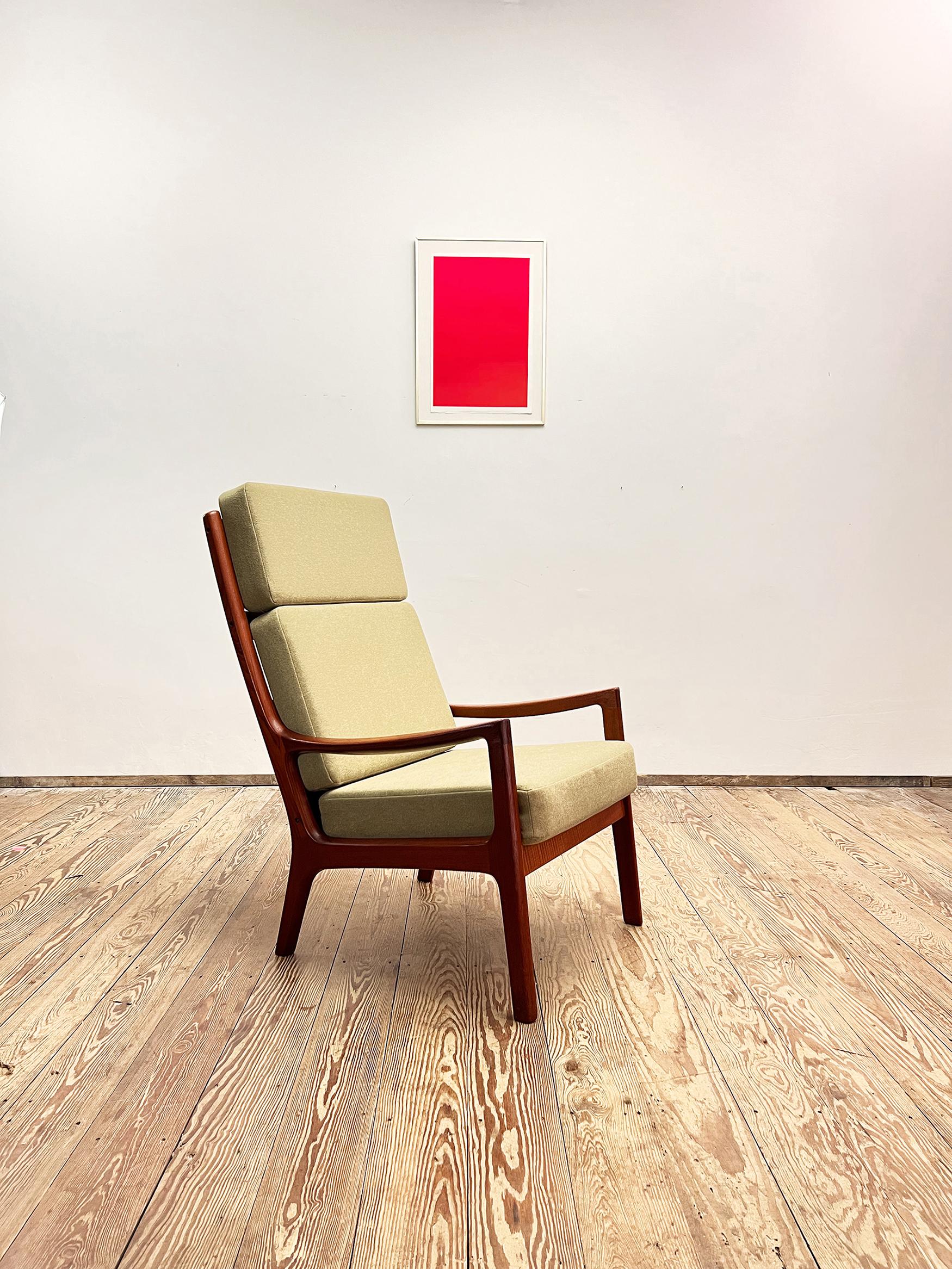 High Sessel oder Easy Chair & Hocker aus Teakholz, Senator Series, von Ole Wanscher (Moderne der Mitte des Jahrhunderts) im Angebot