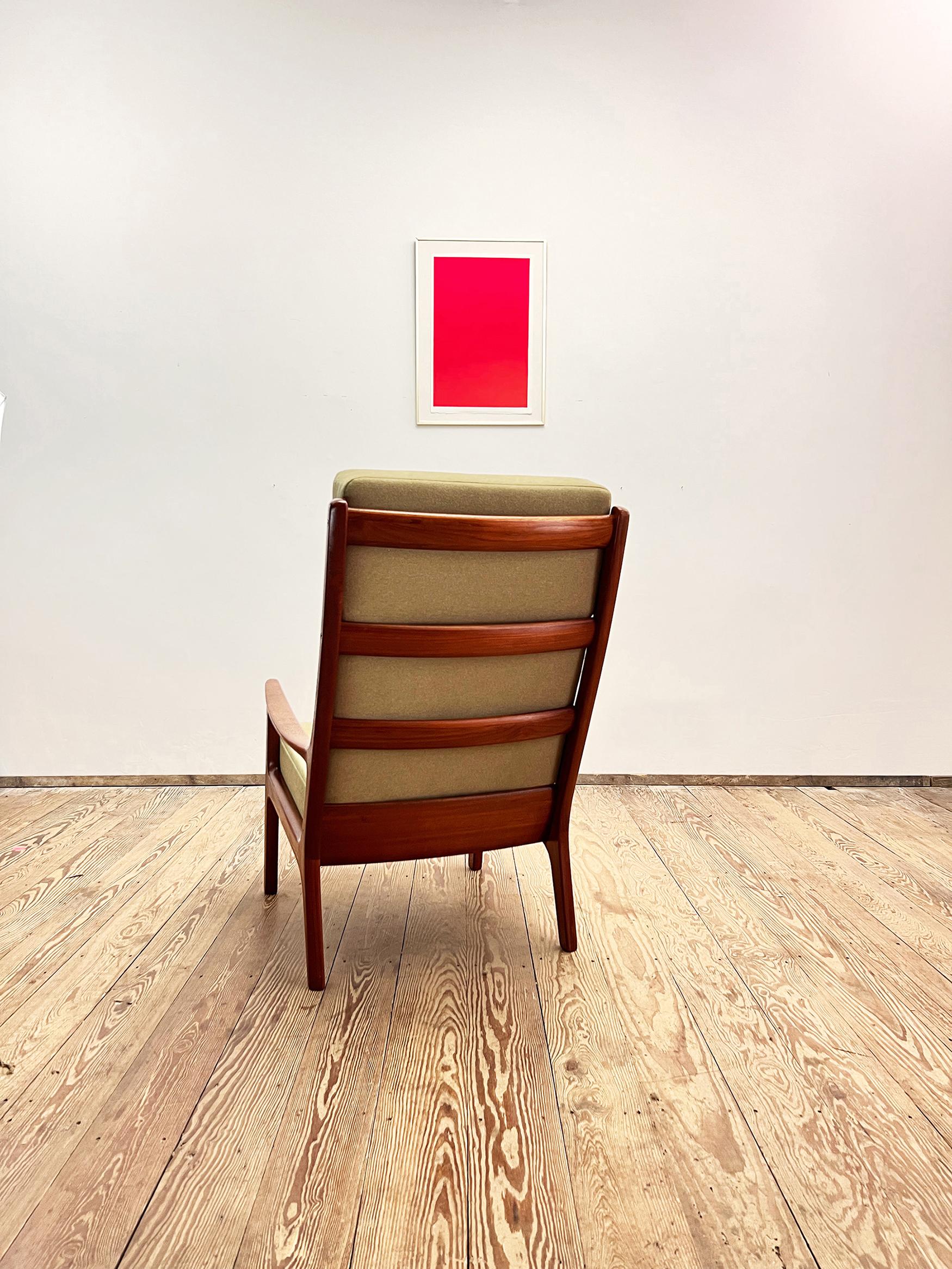 Teak High Armchair or Easy Chair & Stool, Senator Series, by Ole Wanscher For Sale 1