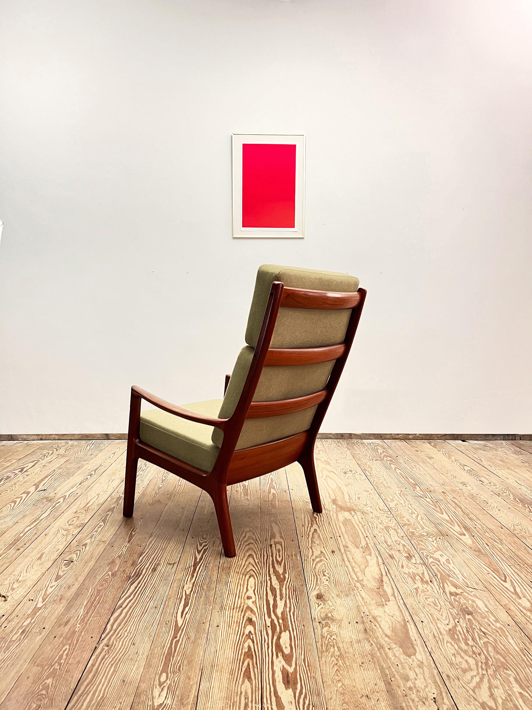 Teak High Armchair or Easy Chair & Stool, Senator Series, by Ole Wanscher For Sale 2