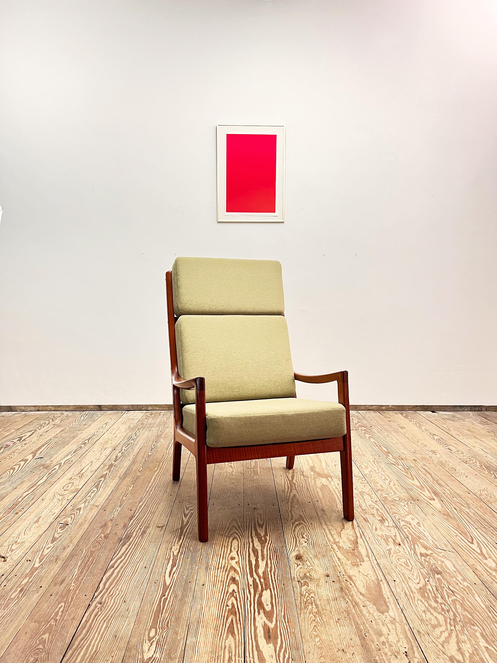 Mid-Century Modern Teak High back Armchair, Lounge or Easy Chair, Senator Series, by Ole Wanscher For Sale