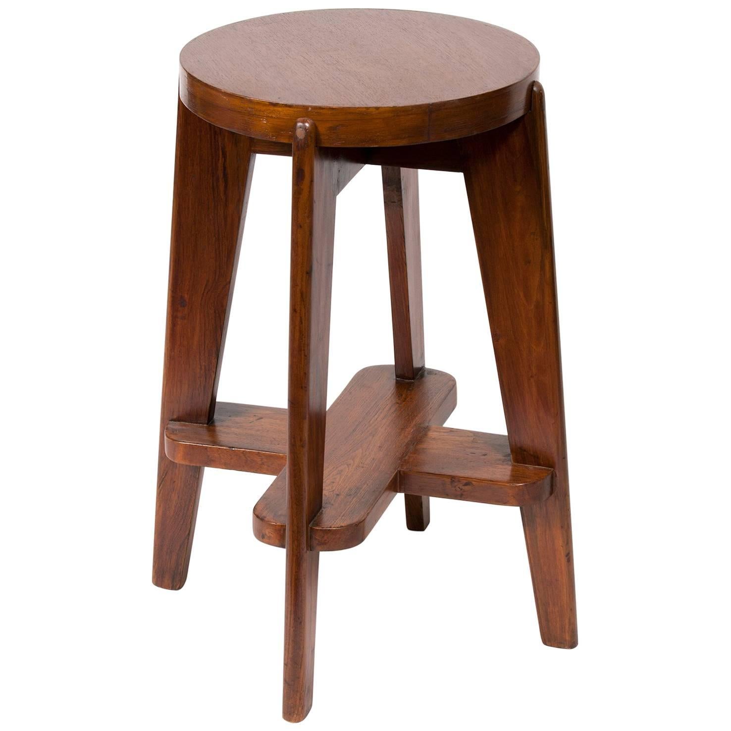 Teak High Stool by Pierre Jeanneret