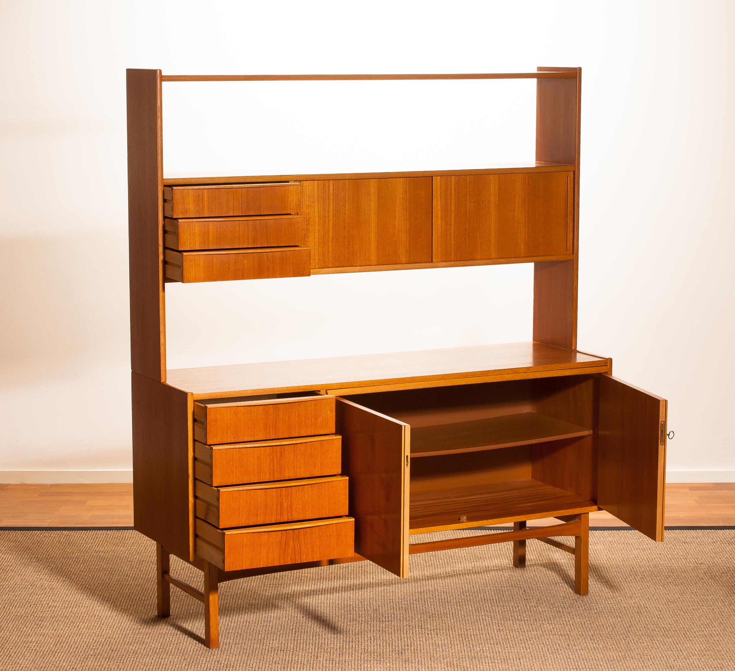 Mid-Century Modern Teak Highboard Buffet Cabinet from Sweden, 1950