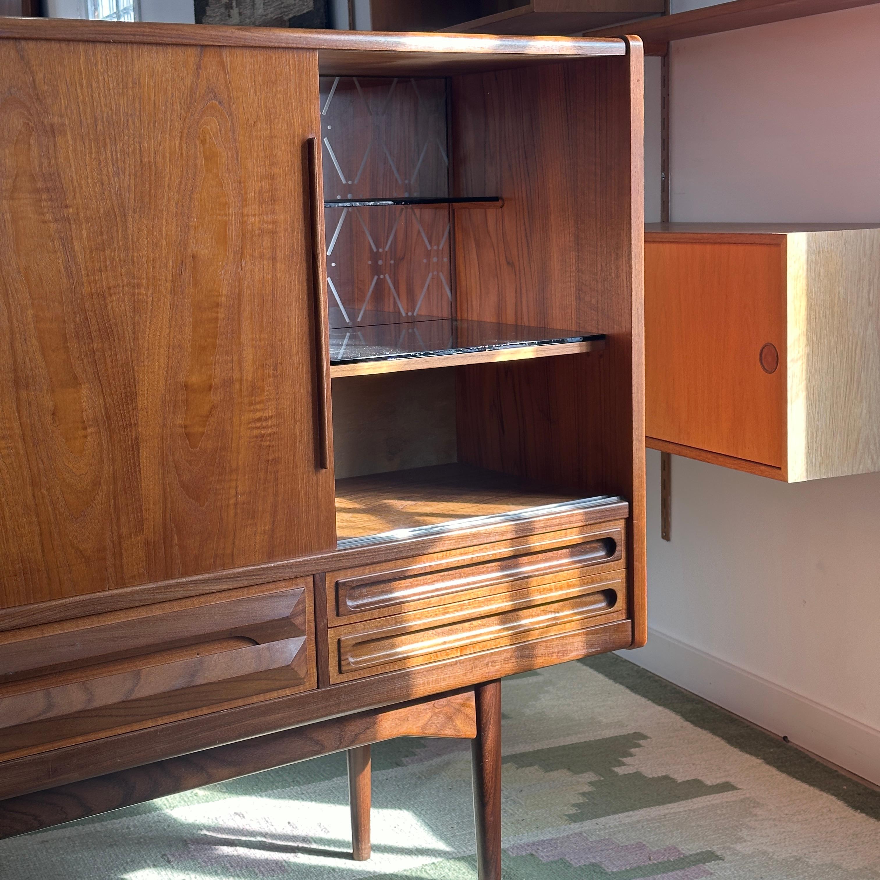 Teak Highboard by Johannes Andersen In Good Condition For Sale In Puslinch, ON