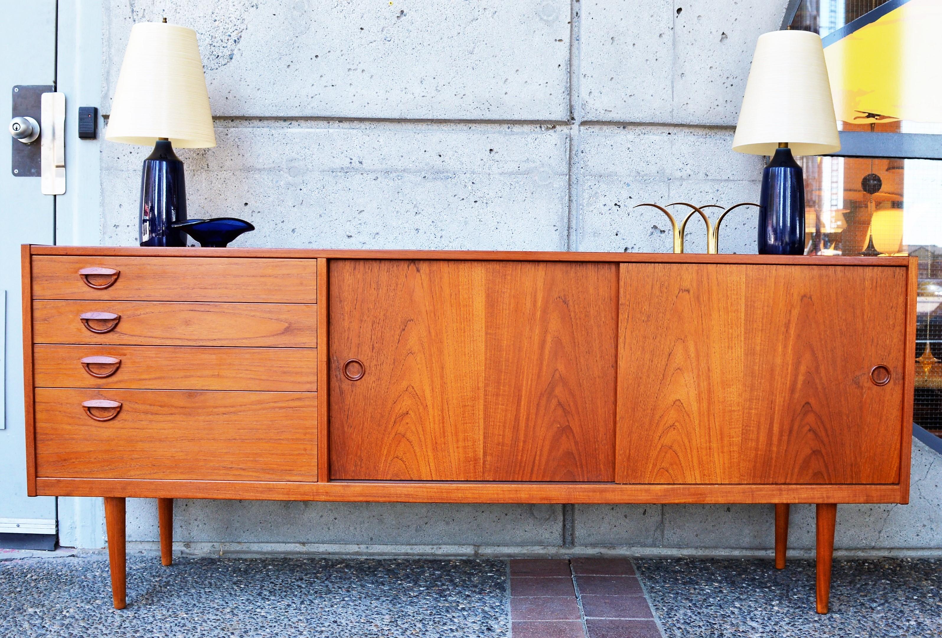 Mid-20th Century Teak Kai Kristiansen Credenza with Graduated Drawers and His Iconic Smile Pulls