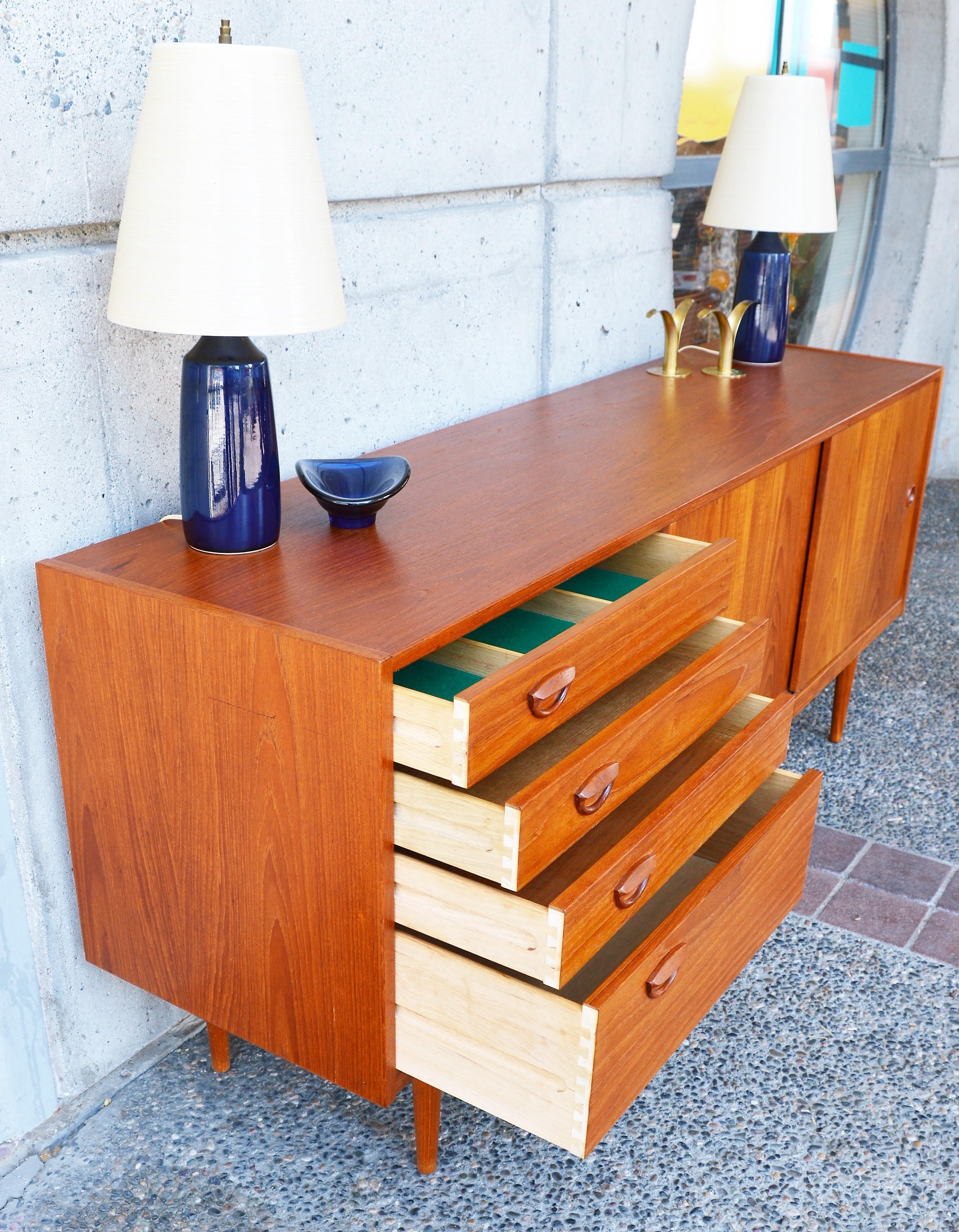 Teak Kai Kristiansen Credenza with Graduated Drawers and His Iconic Smile Pulls 1