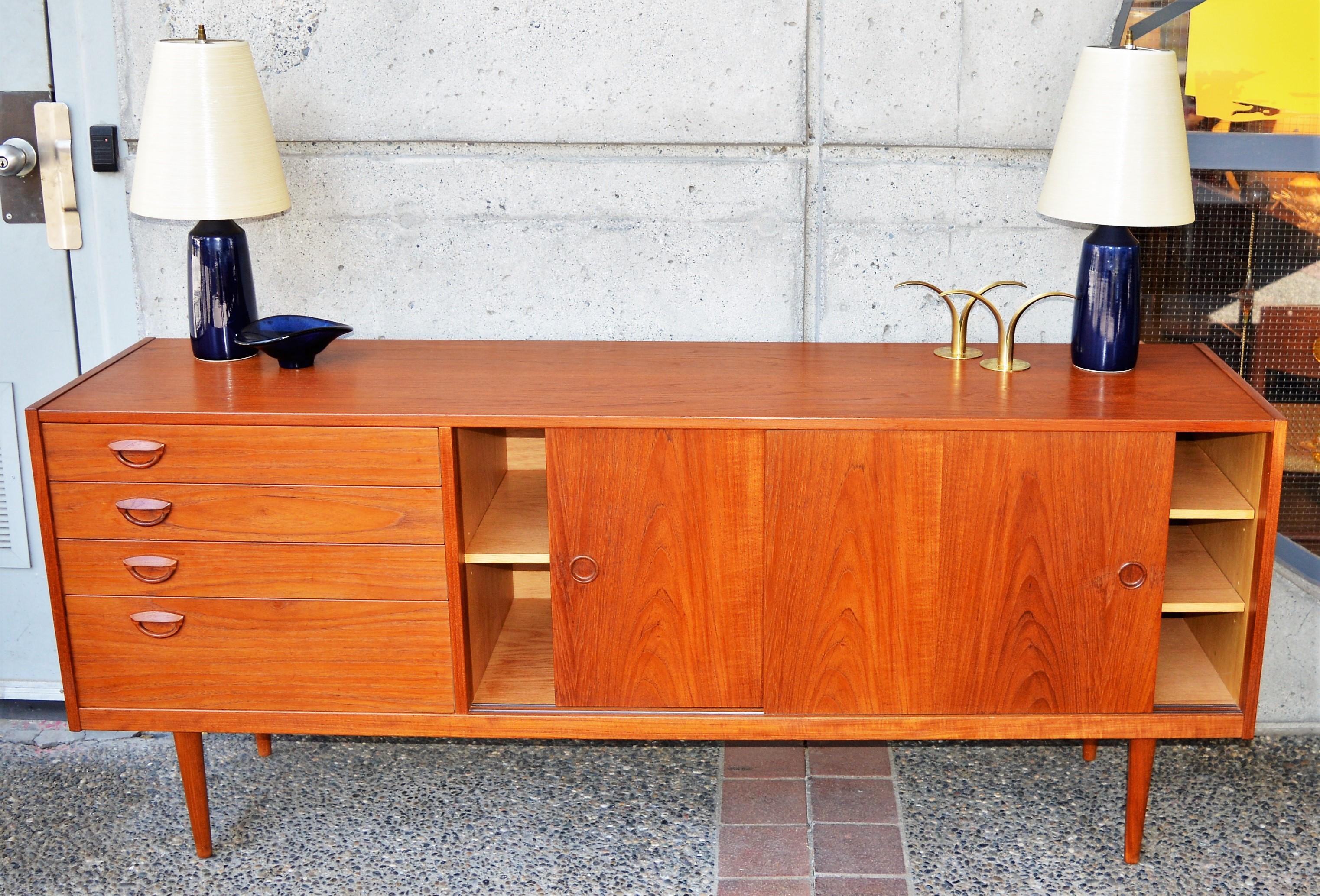 Teak Kai Kristiansen Credenza with Graduated Drawers and His Iconic Smile Pulls 2