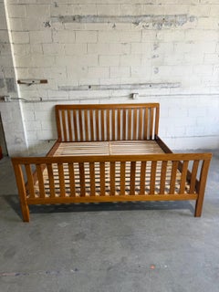 Teak King Bed Frame Slatted Headboard 1960s