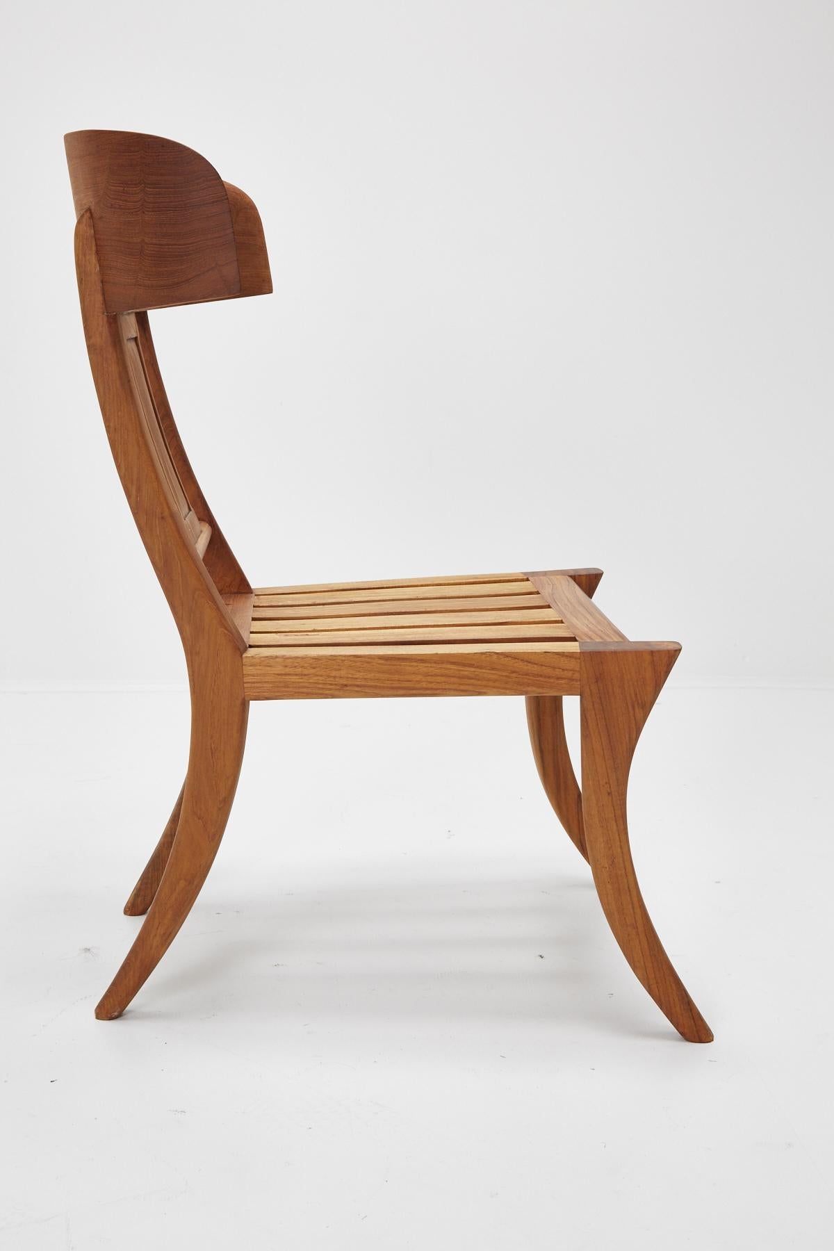 Classical Greek Teak Klismos Side or Dining Chair by Michael Taylor Collections