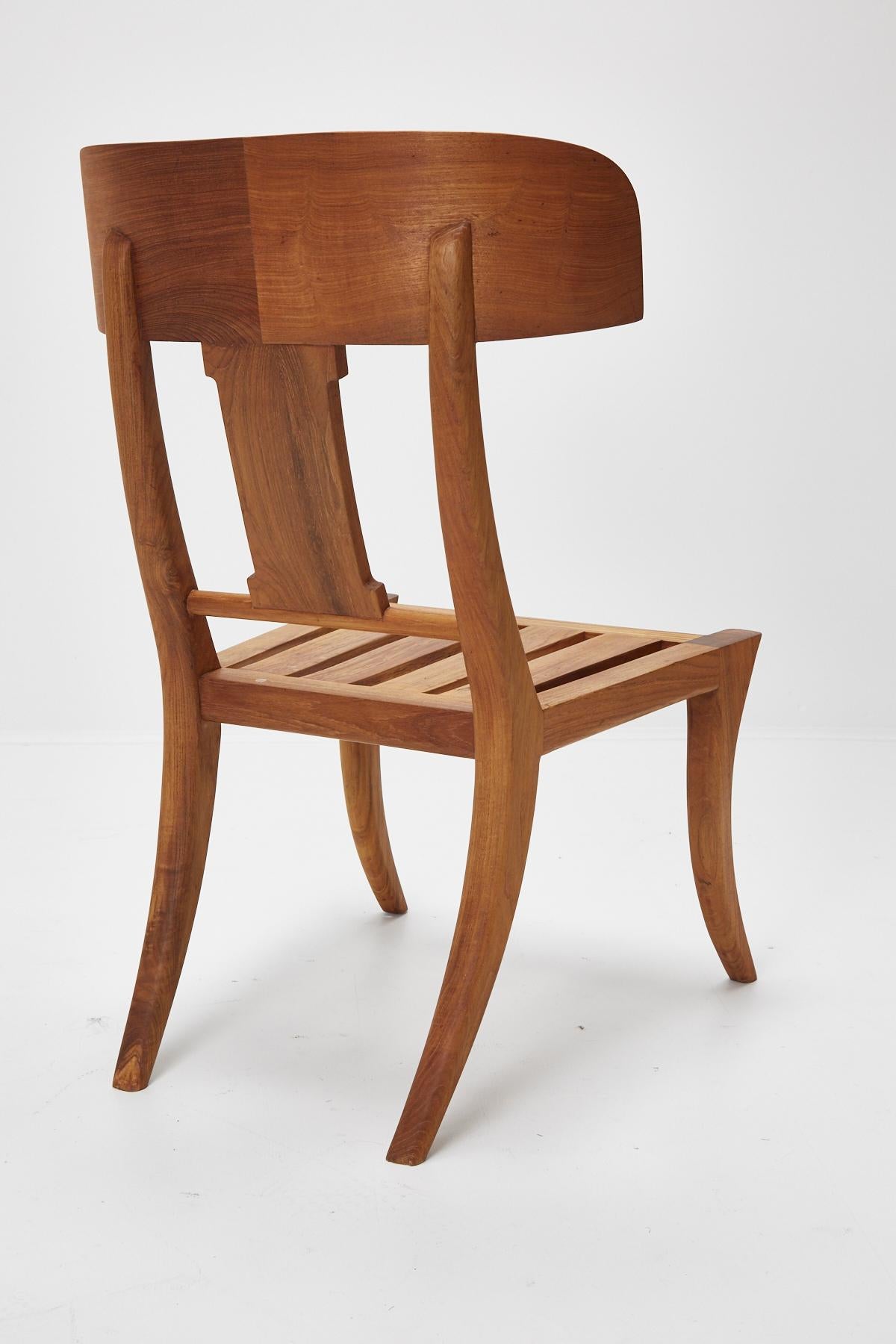 Contemporary Teak Klismos Side or Dining Chair by Michael Taylor Collections