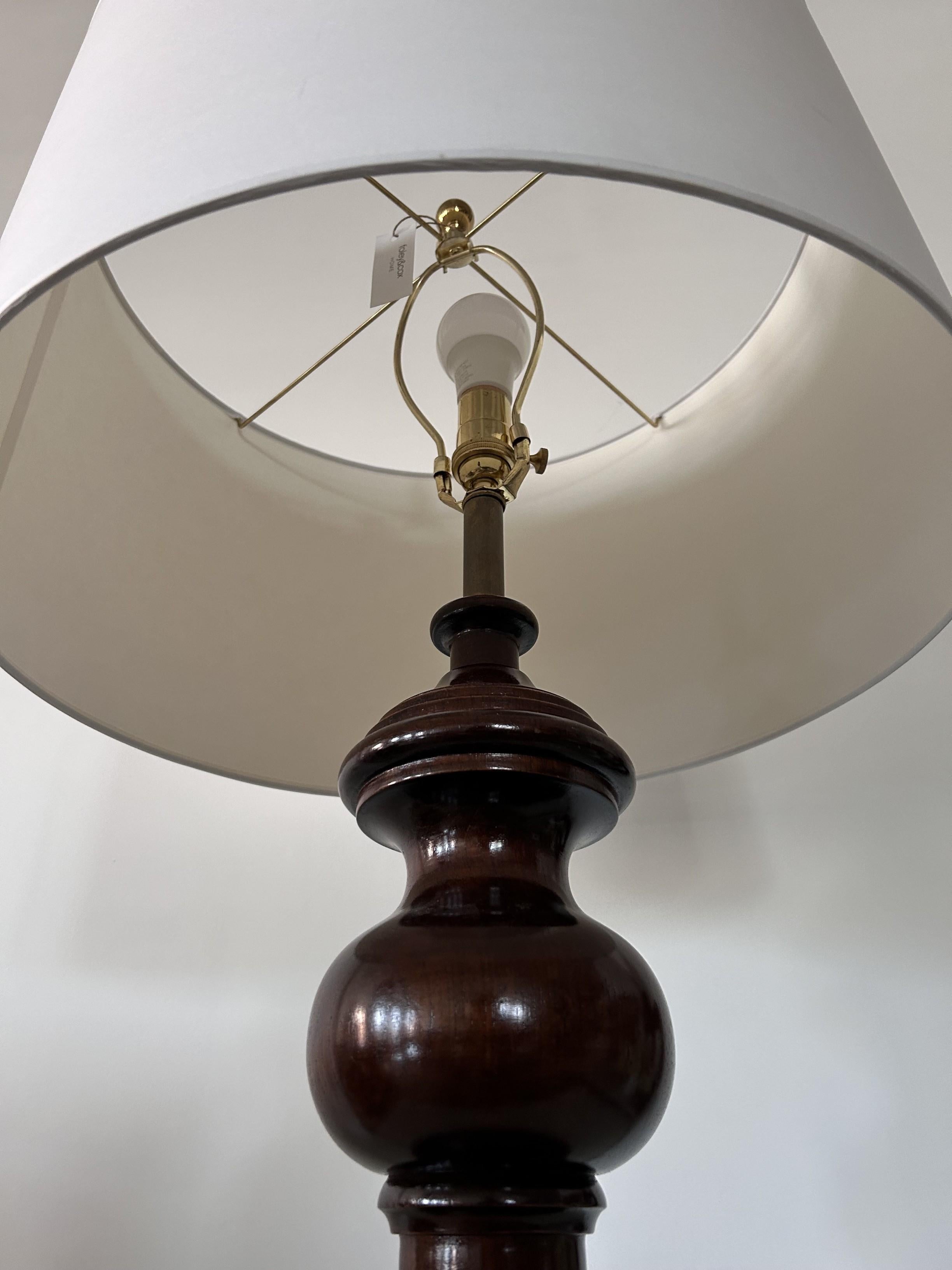 Colonial Revival Teak Lamp with Turned-Base by Robert Lighton For Sale
