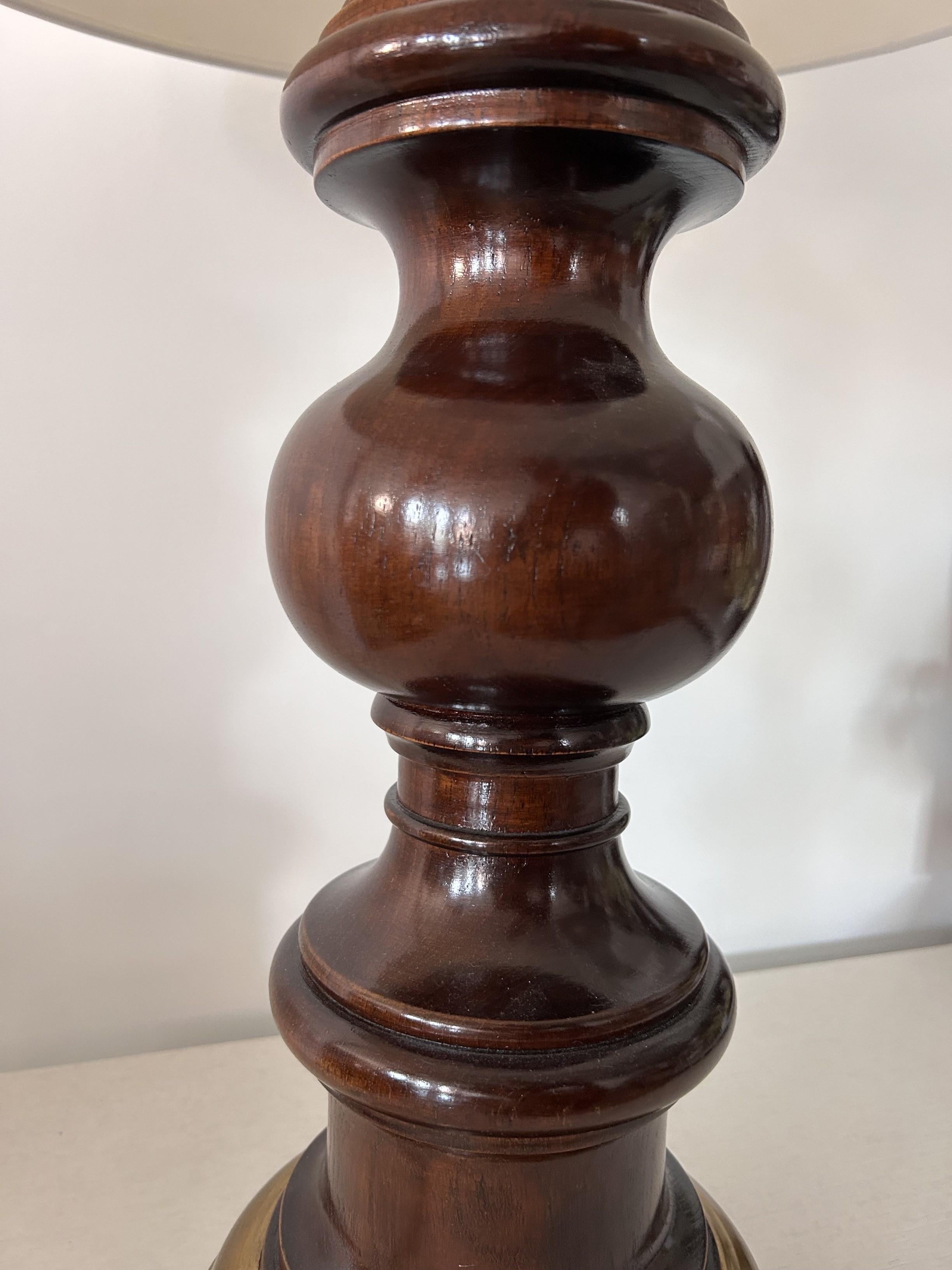 Machine-Made Teak Lamp with Turned-Base by Robert Lighton For Sale