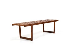 Banc en treillis en teck de Peter Løvig Nielsen, années 1960.