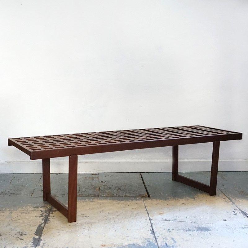Vintage Teak Lattice Coffee Table/Bench by Peter Løvig Nielsen, 1960s, Danish  In Good Condition In Bristol, GB