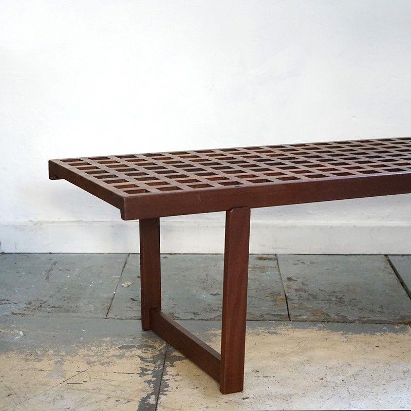 Mid-20th Century Vintage Teak Lattice Coffee Table/Bench by Peter Løvig Nielsen, 1960s, Danish 