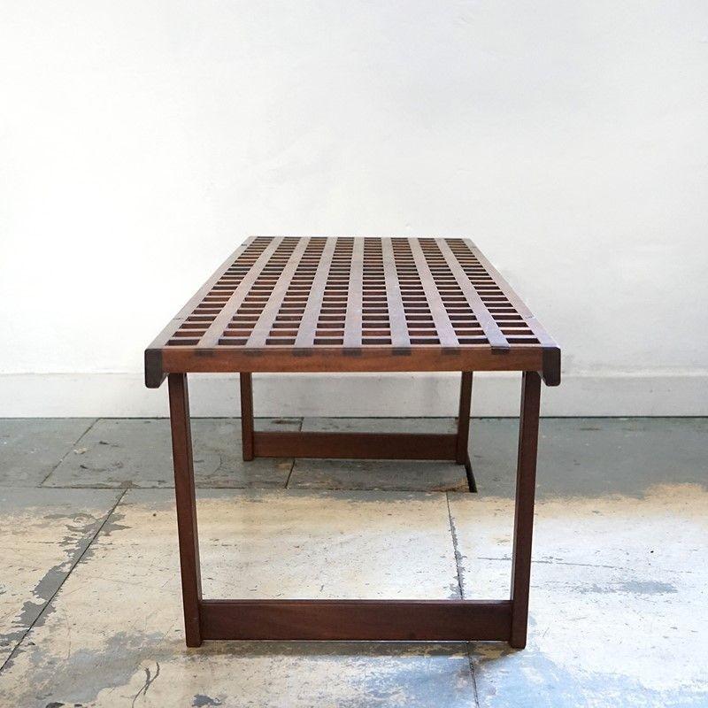 Vintage Teak Lattice Coffee Table/Bench by Peter Løvig Nielsen, 1960s, Danish  2