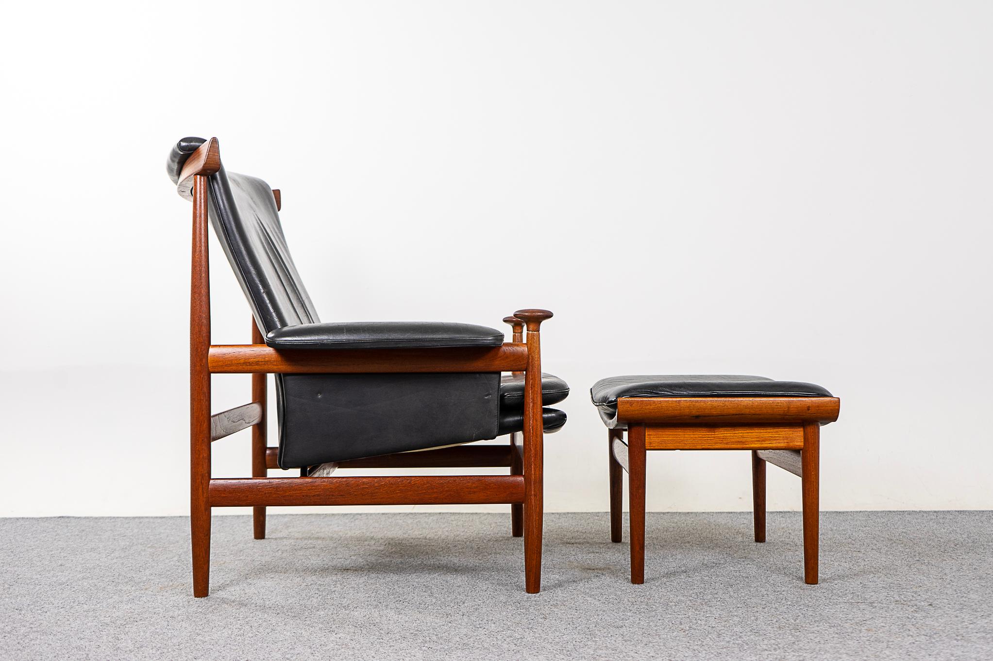 Danish Teak & Leather Bwana Chair by Finn Juhl For Sale