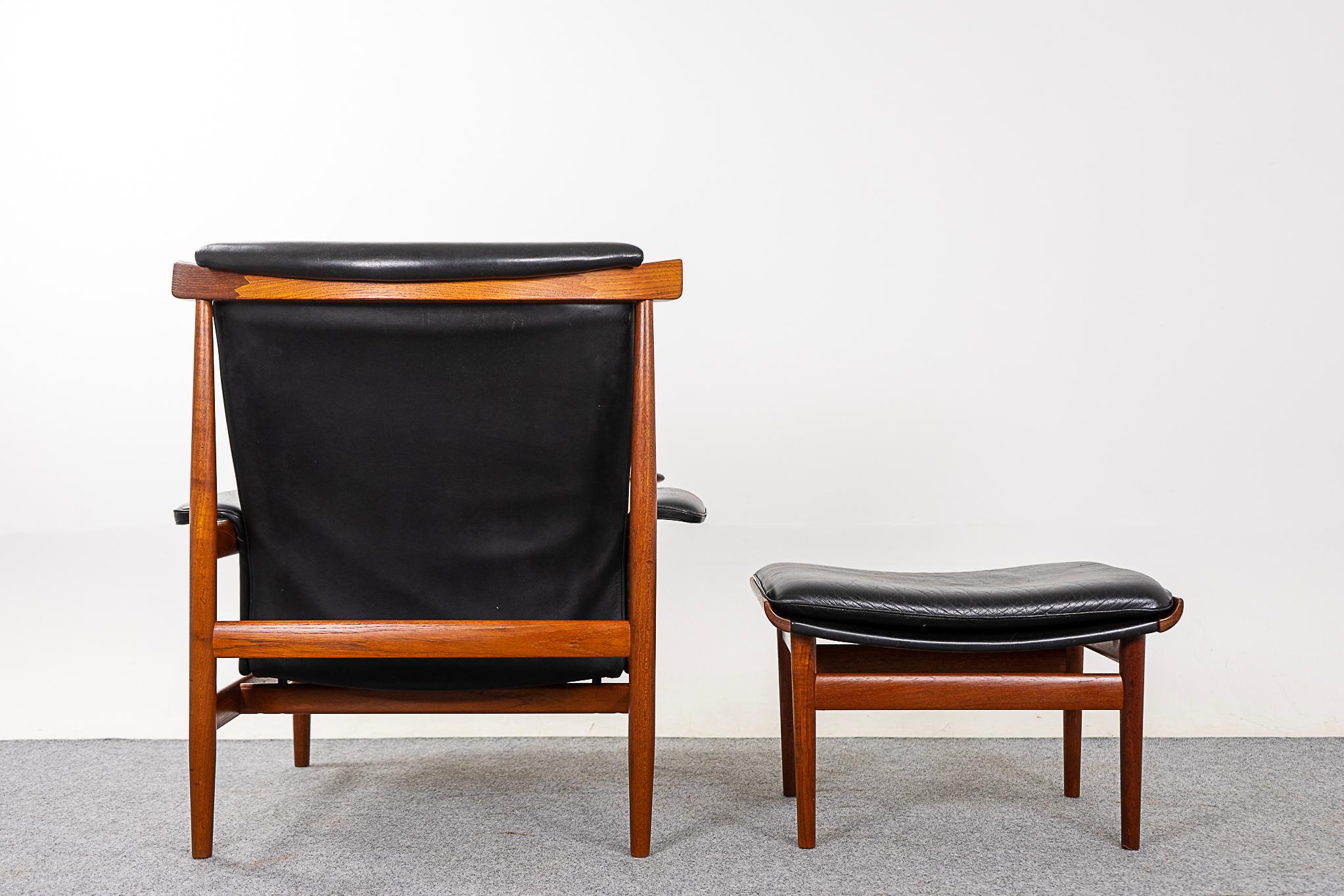 Mid-20th Century Teak & Leather Bwana Chair by Finn Juhl For Sale