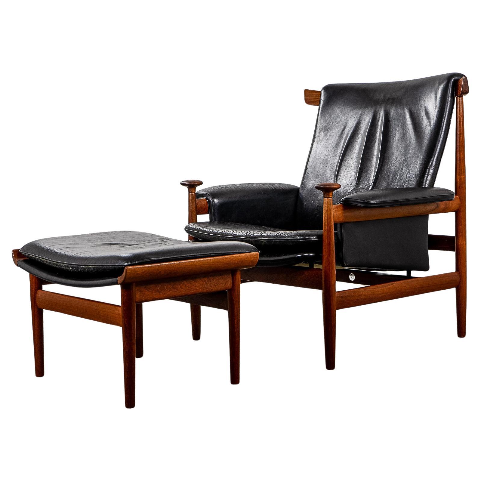 Teak & Leather Bwana Chair by Finn Juhl For Sale