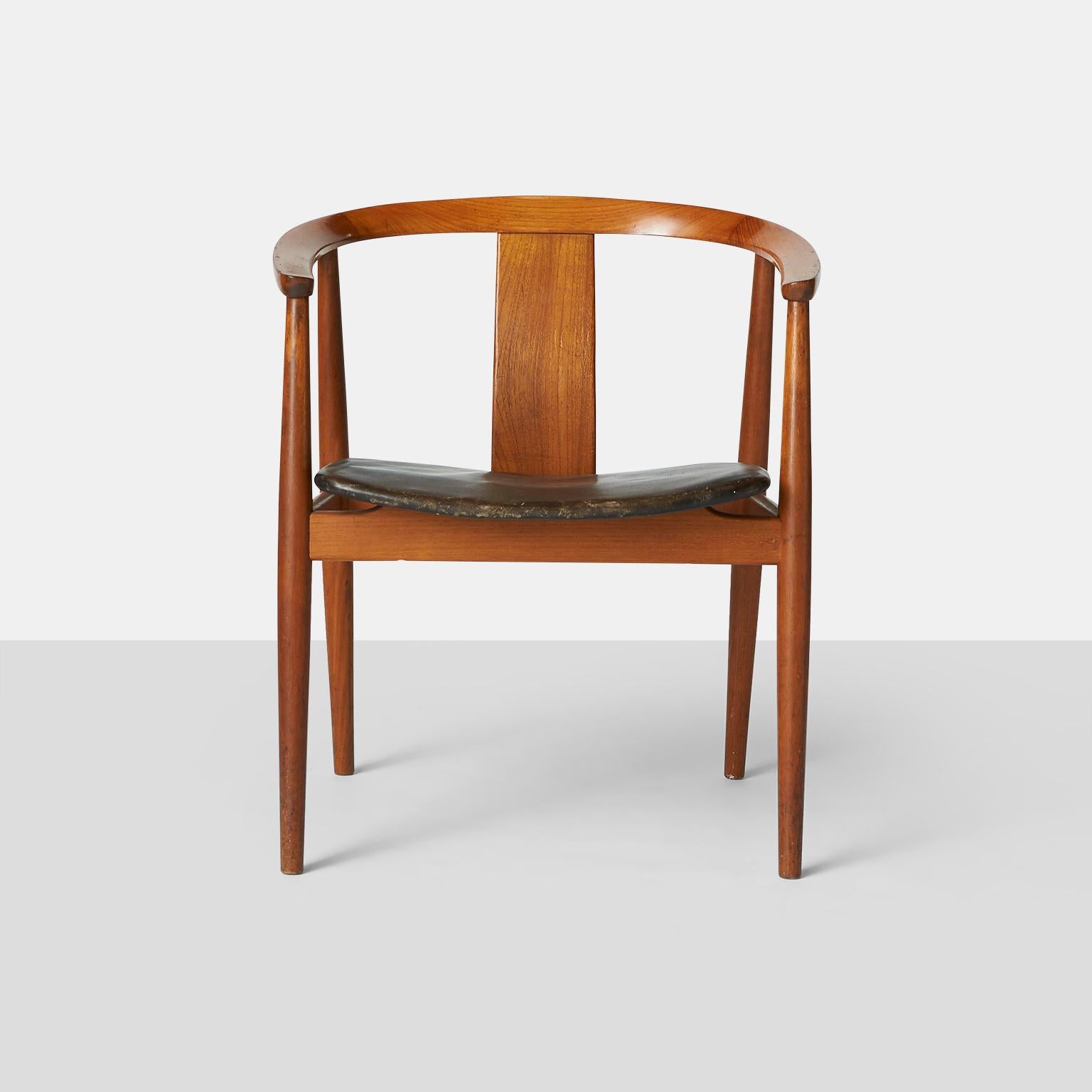 Danish Teak & Leather Chair by Tove and Edvard Kindt-Larsen For Sale