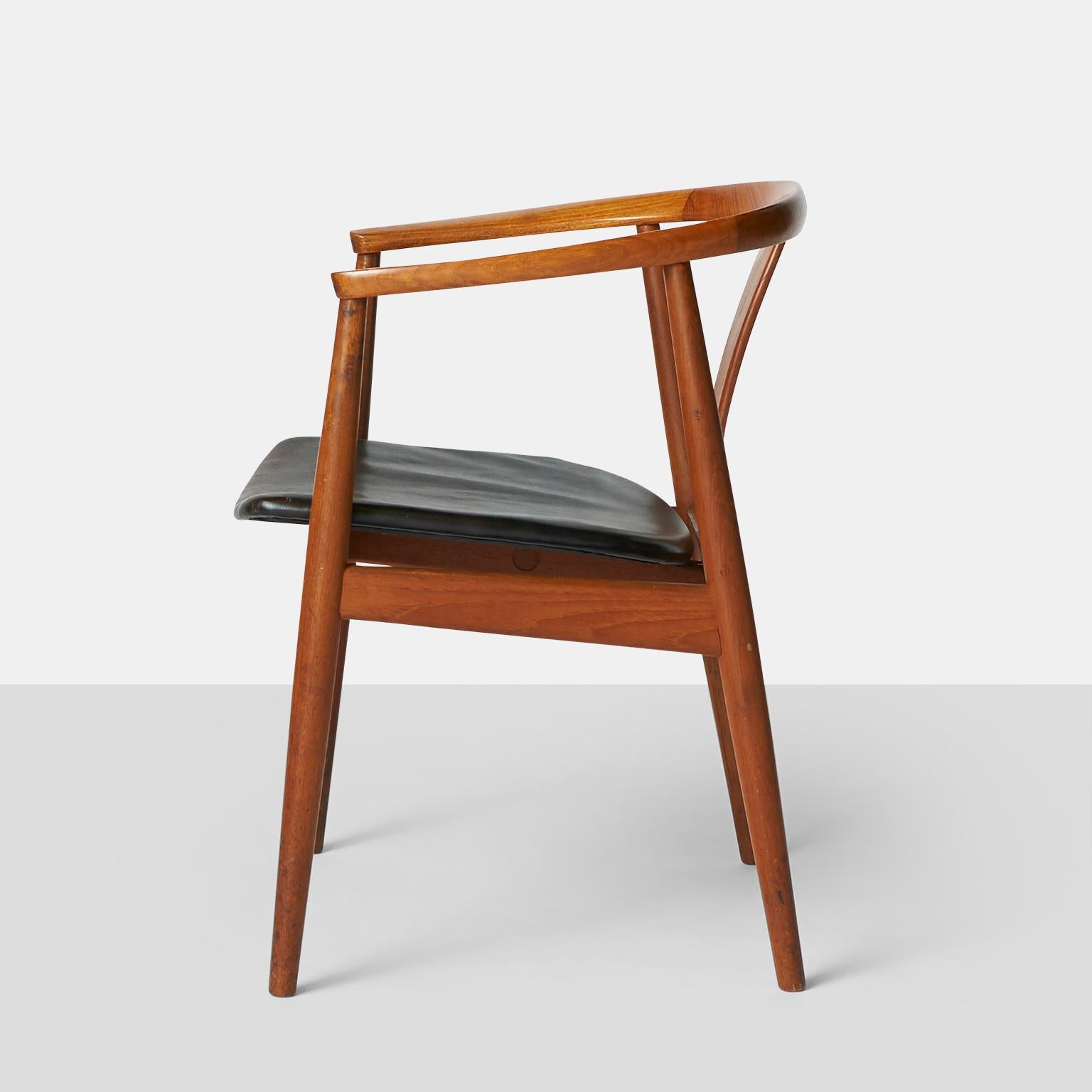 Mid-20th Century Teak & Leather Chair by Tove and Edvard Kindt-Larsen For Sale