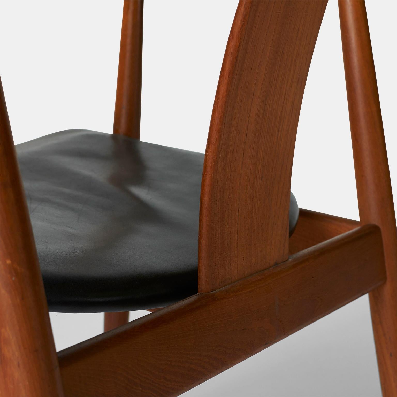 Teak & Leather Chair by Tove and Edvard Kindt-Larsen For Sale 1