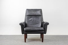 Teak & Leather Danish Lounge High Back Chair