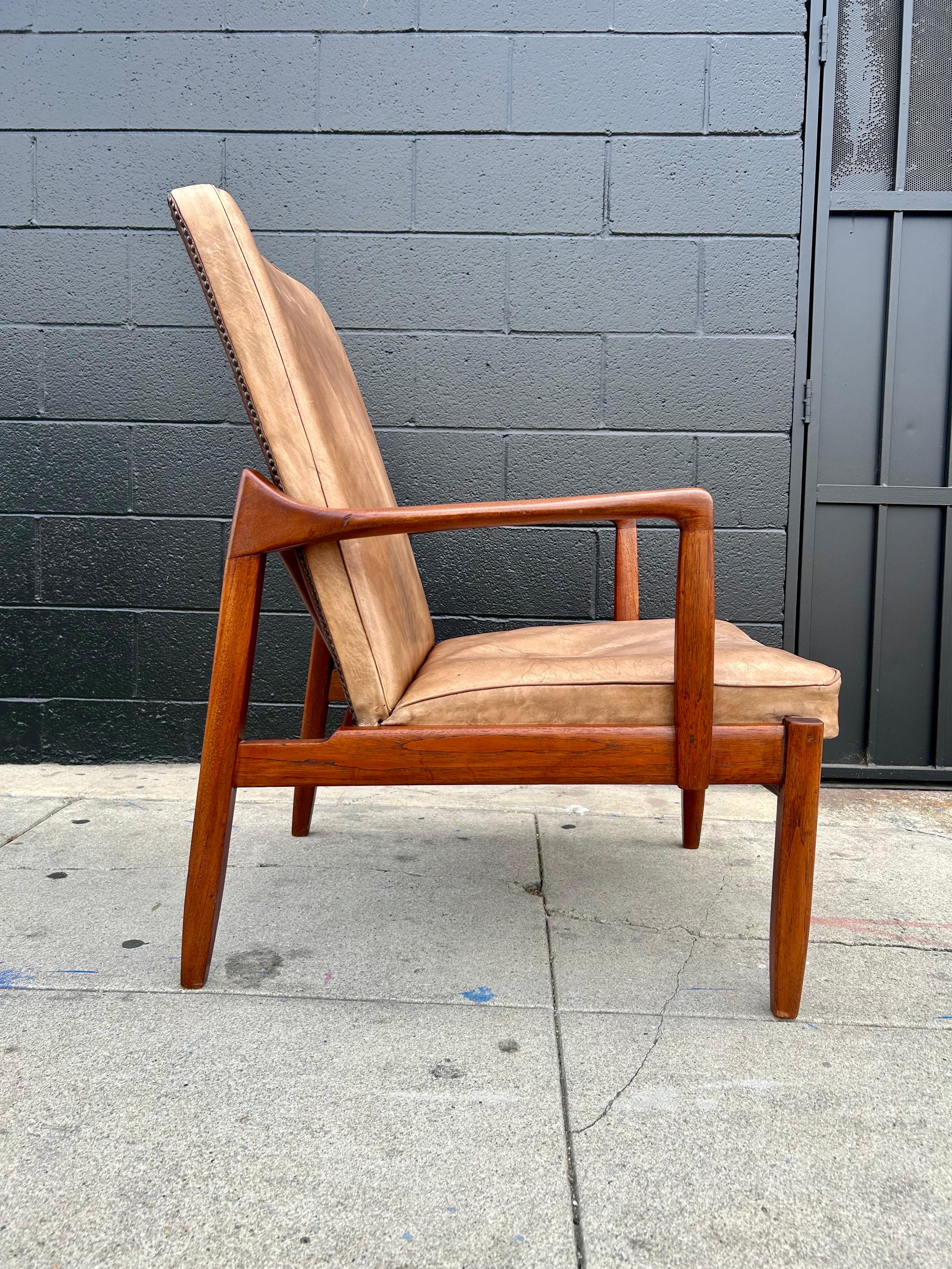Teak + Leder Sessel Tove + Edvard Kindt-Larsen im Angebot 4