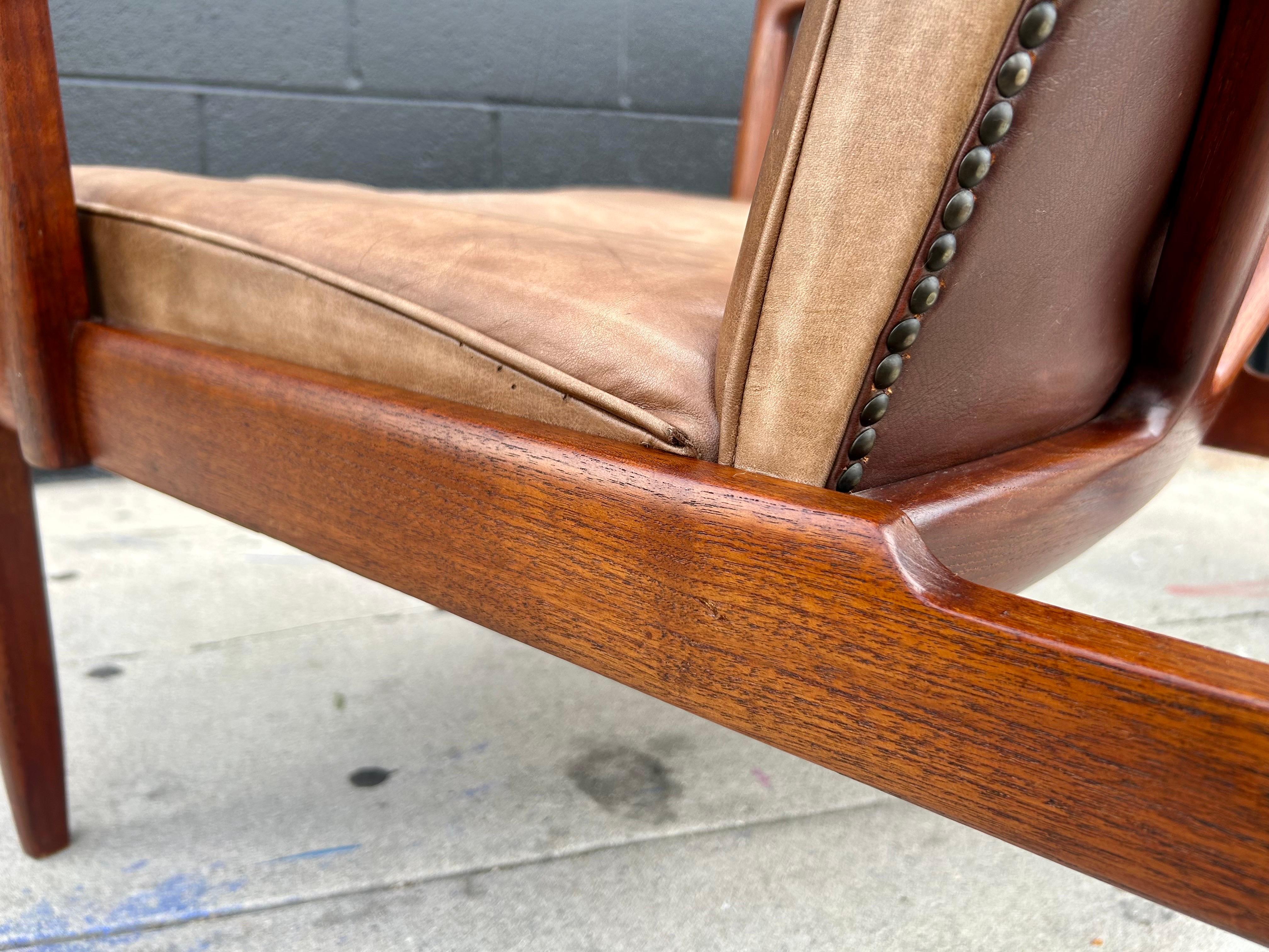 Teak + Leder Sessel Tove + Edvard Kindt-Larsen im Angebot 10