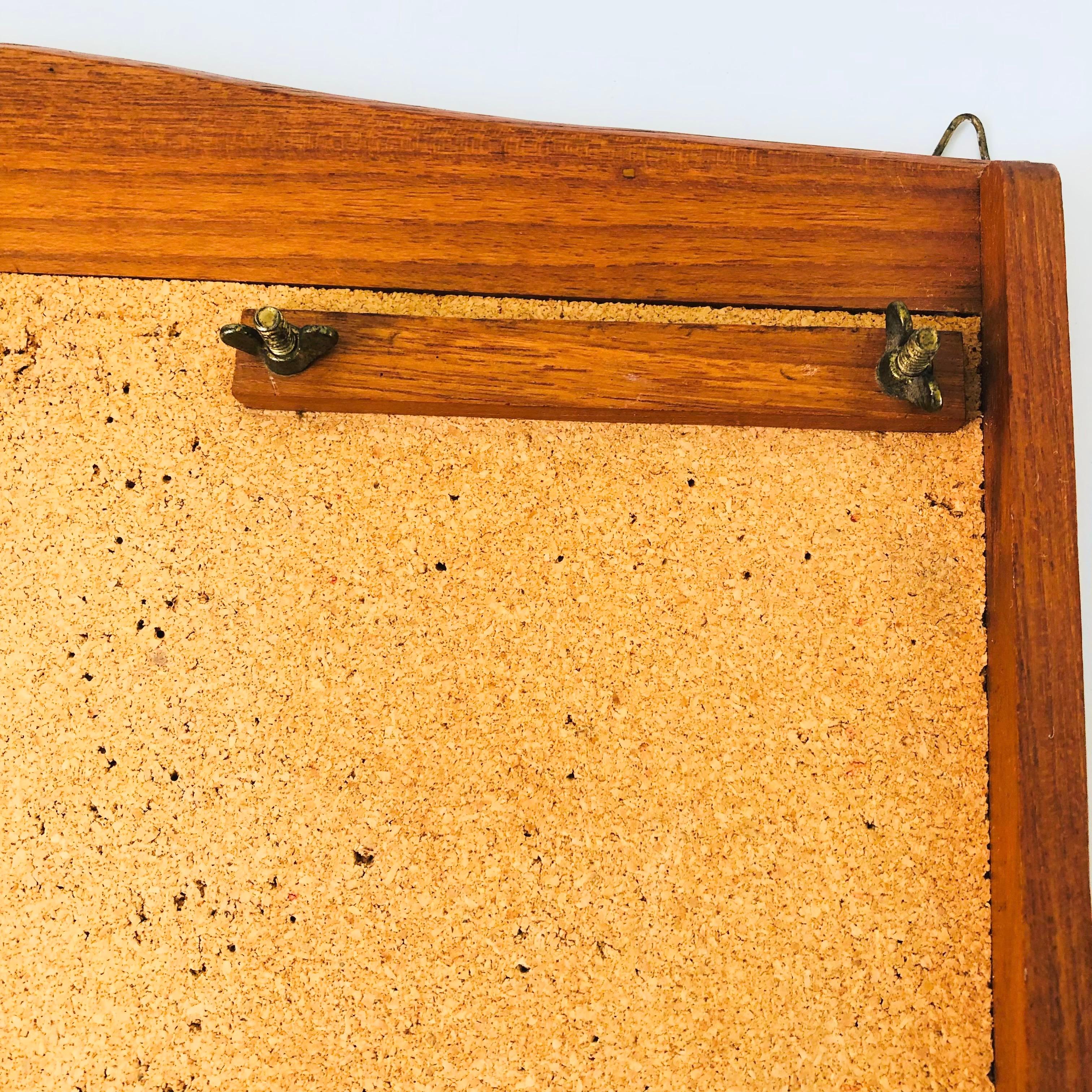 Teak Letter Holder and Cork Board In Good Condition In Vallejo, CA
