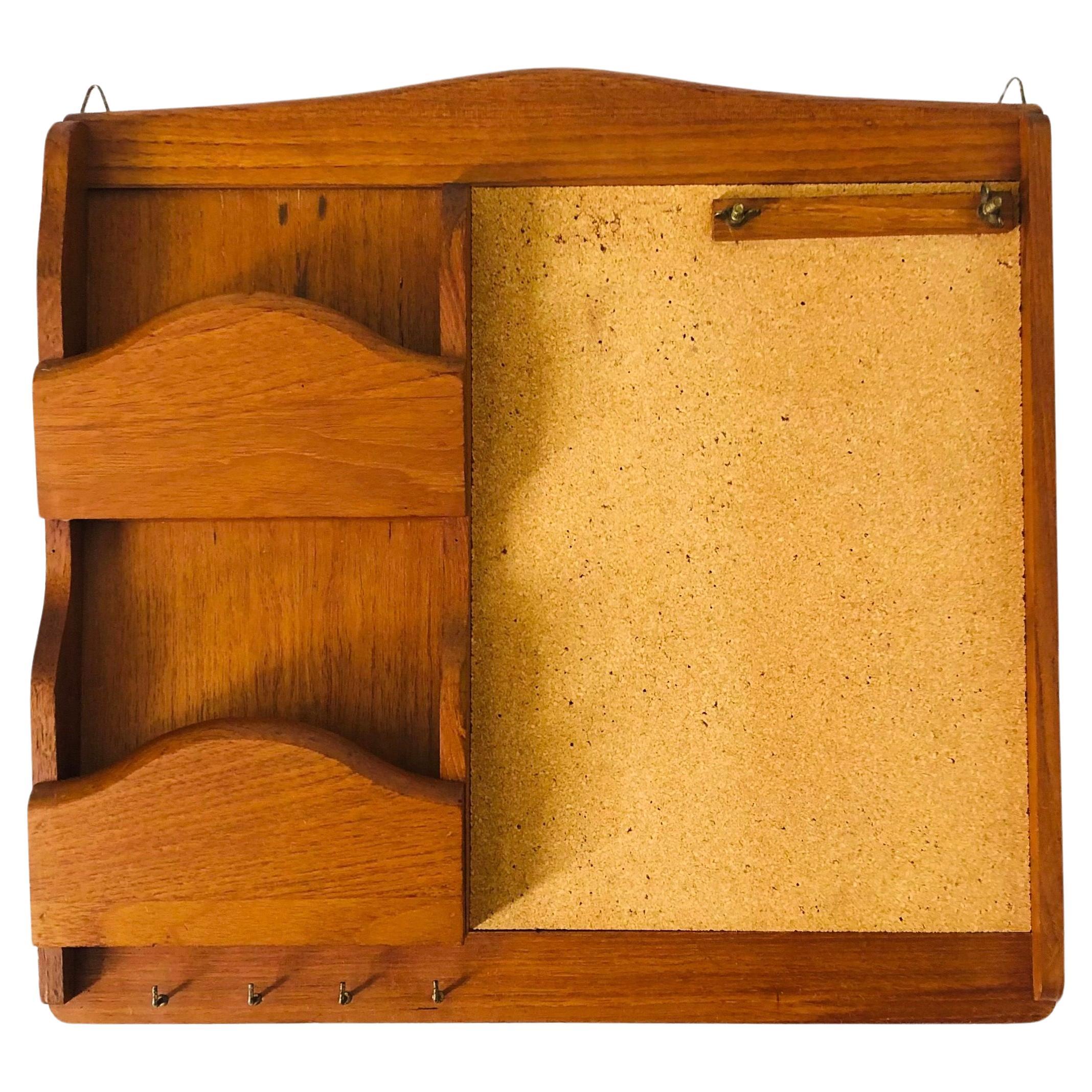 Teak Letter Holder and Cork Board