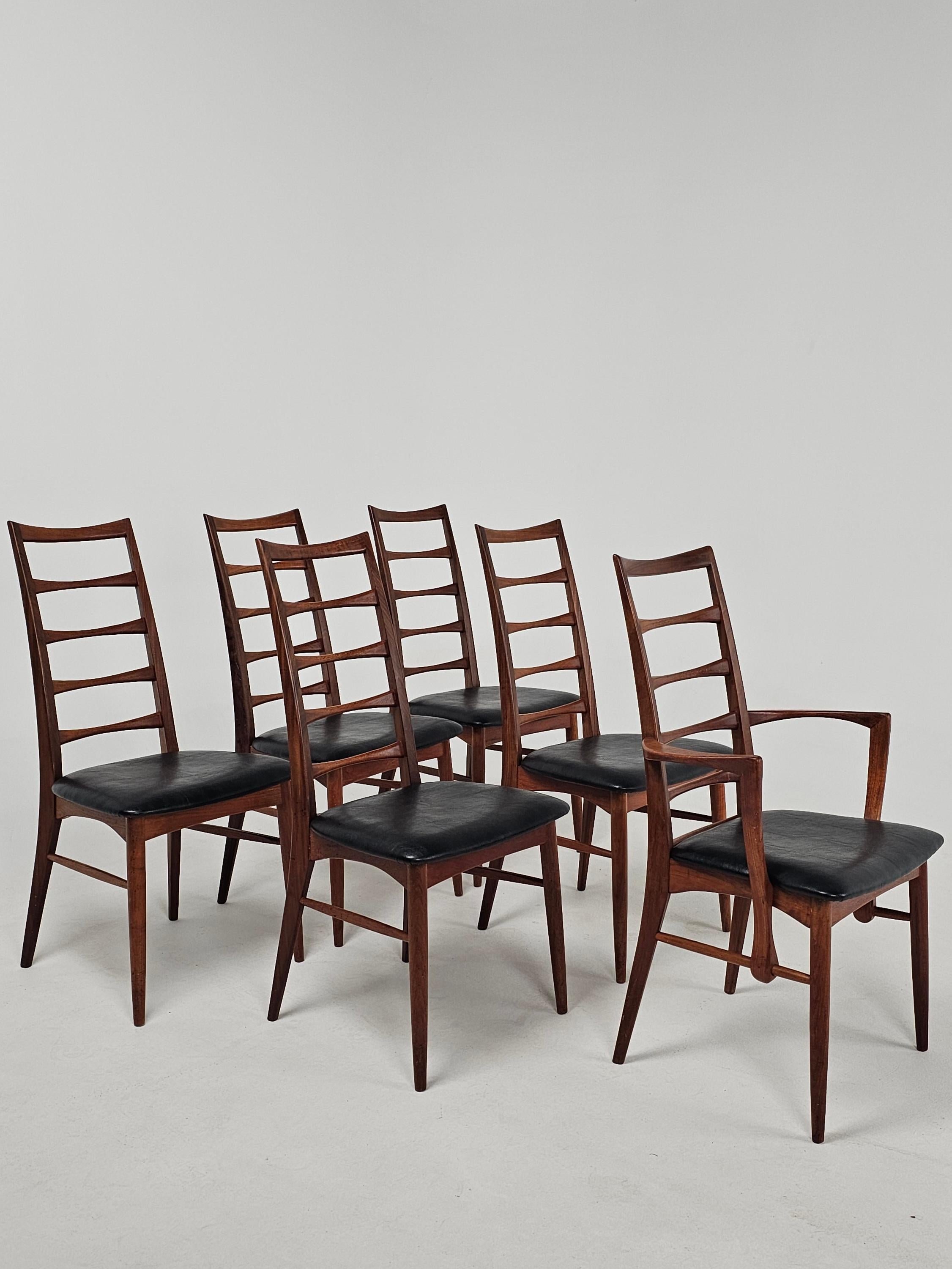 Danish Teak Lis Chairs by Niels Koefoed for Koefoeds Hornslet, 1960s, Set of 6